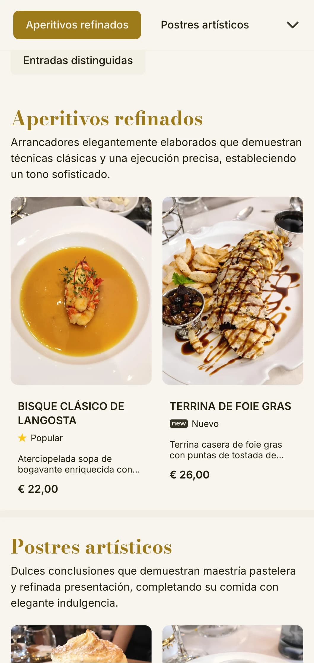 Refinado y sofisticado diseño de menú de almuerzo con tipografía delicada y proporciones clásicas, adecuado para restaurantes de lujo y establecimientos de alta cocina que ofrecen servicio de almuerzo.