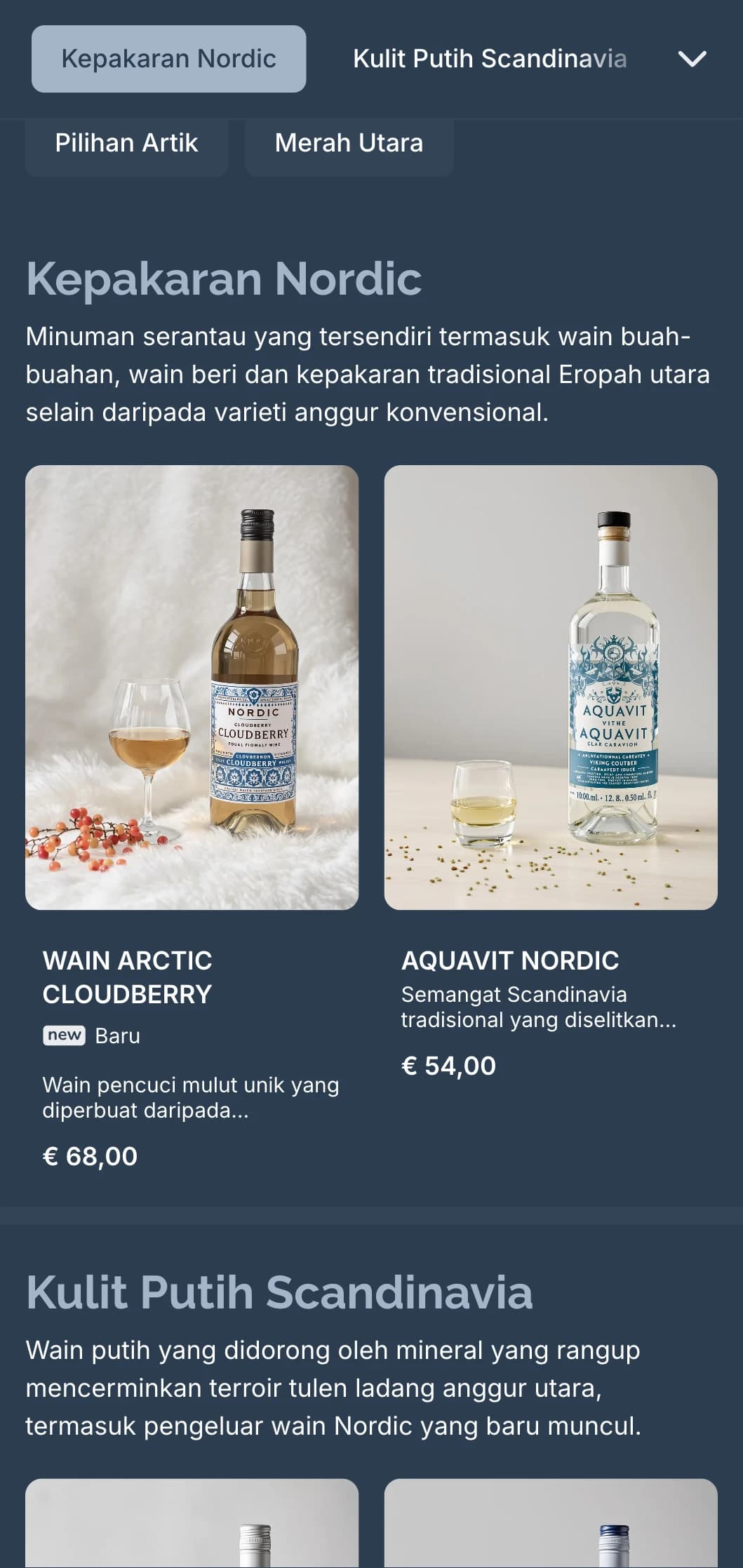Templat senarai wain berinspirasikan Scandinavia dengan rona biru sejuk dan reka bentuk minimalis, sesuai untuk restoran Nordic kontemporari dan bar wain antarabangsa.