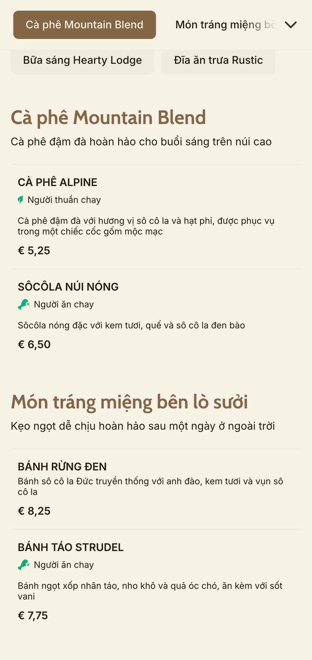 Thiết kế ấm cúng lấy cảm hứng từ gỗ với các yếu tố núi non dành cho quán cà phê trên núi cao và nhà hàng trong nhà nghỉ.