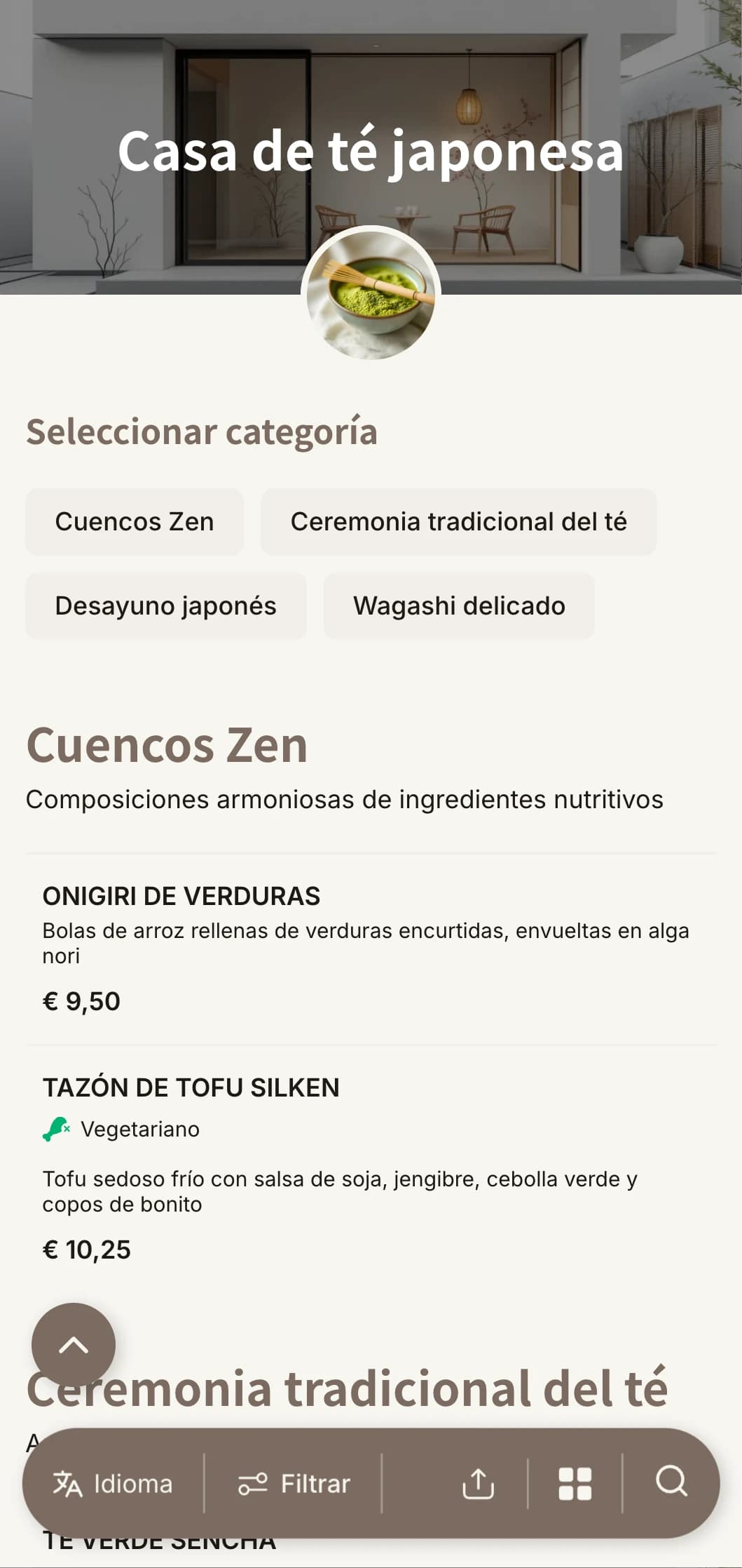 Diseño minimalista inspirado en la estética japonesa para casas de té y cafés zen.