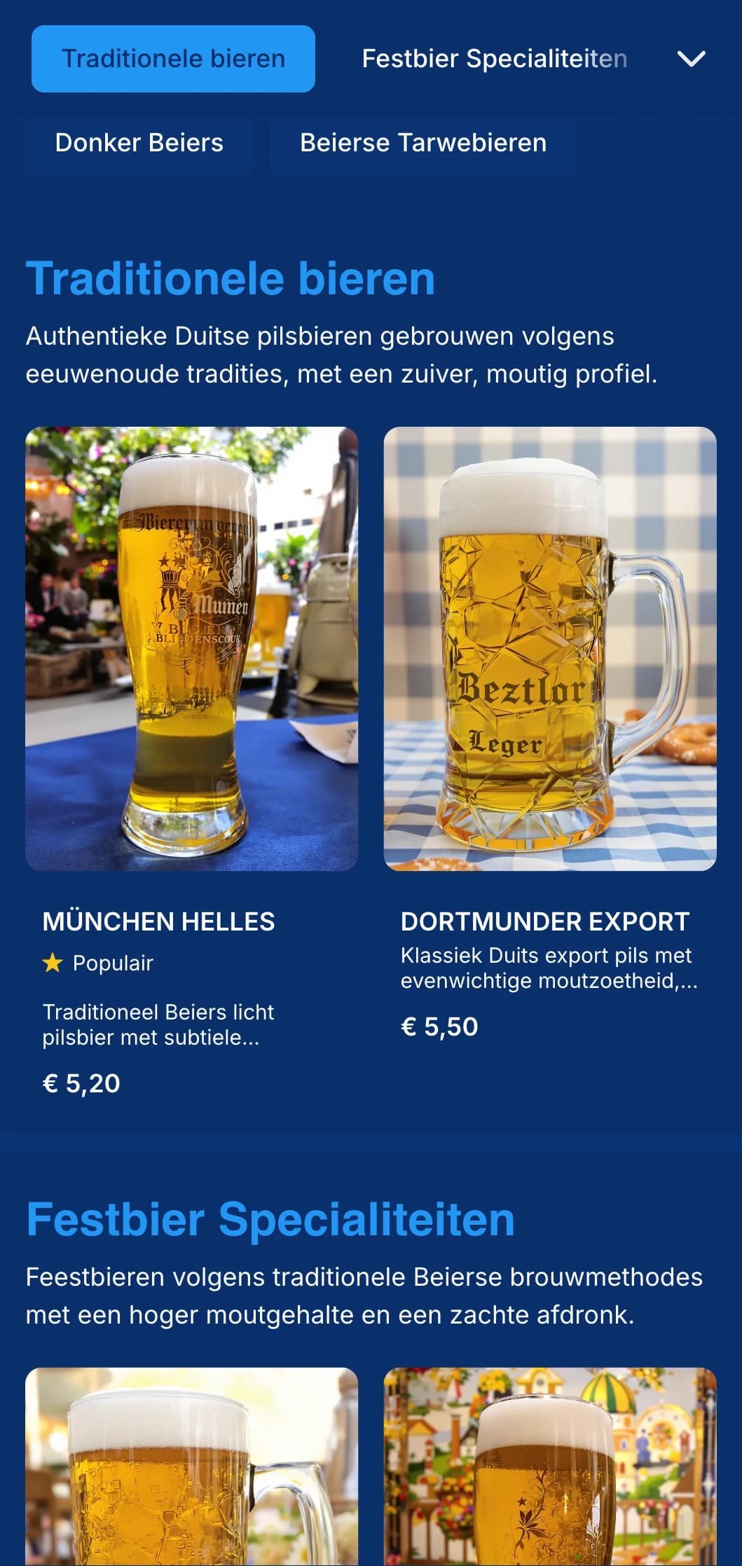 Traditionele sjabloon in Beierse stijl met klassiek blauw en wit kleurenschema, perfect voor authentieke Duitse bierhallen en Oktoberfestvieringen.