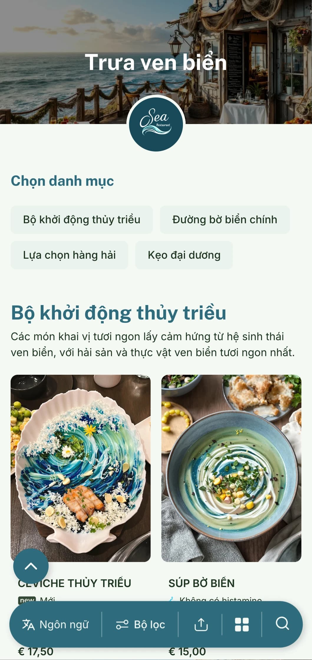 Thiết kế thực đơn bữa trưa tươi ngon lấy cảm hứng từ hàng hải với các yếu tố ven biển và tham khảo về đại dương, lý tưởng cho các nhà hàng ven biển và quán ăn ven sông.