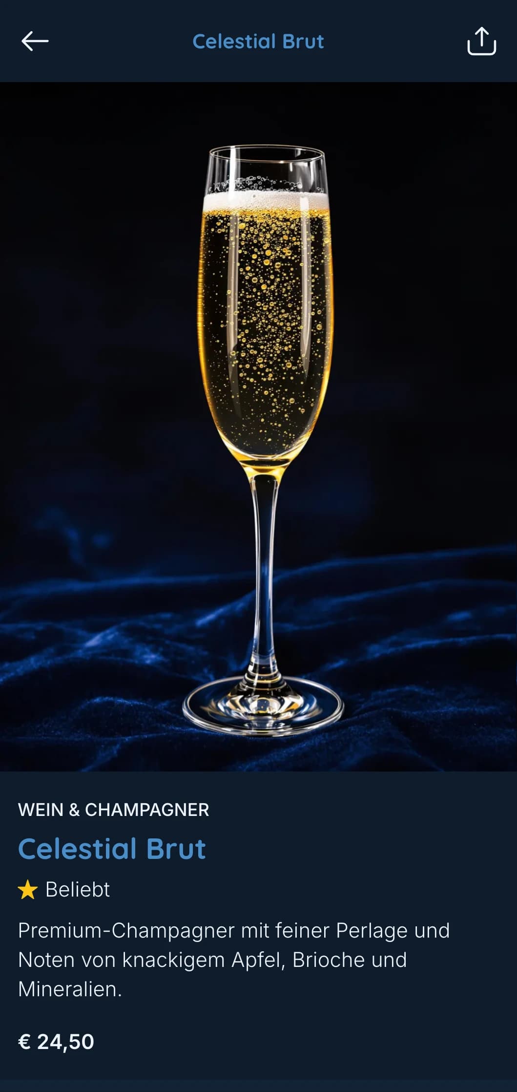 Stimmungsvolles Design in Tiefblau und Grau mit dezenten Farbverläufen für abendliche Cocktailveranstaltungen.