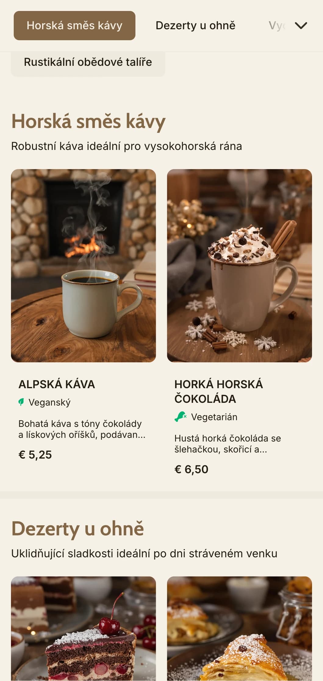 Útulný design inspirovaný dřevem s horskými prvky pro horské kavárny a restaurace.
