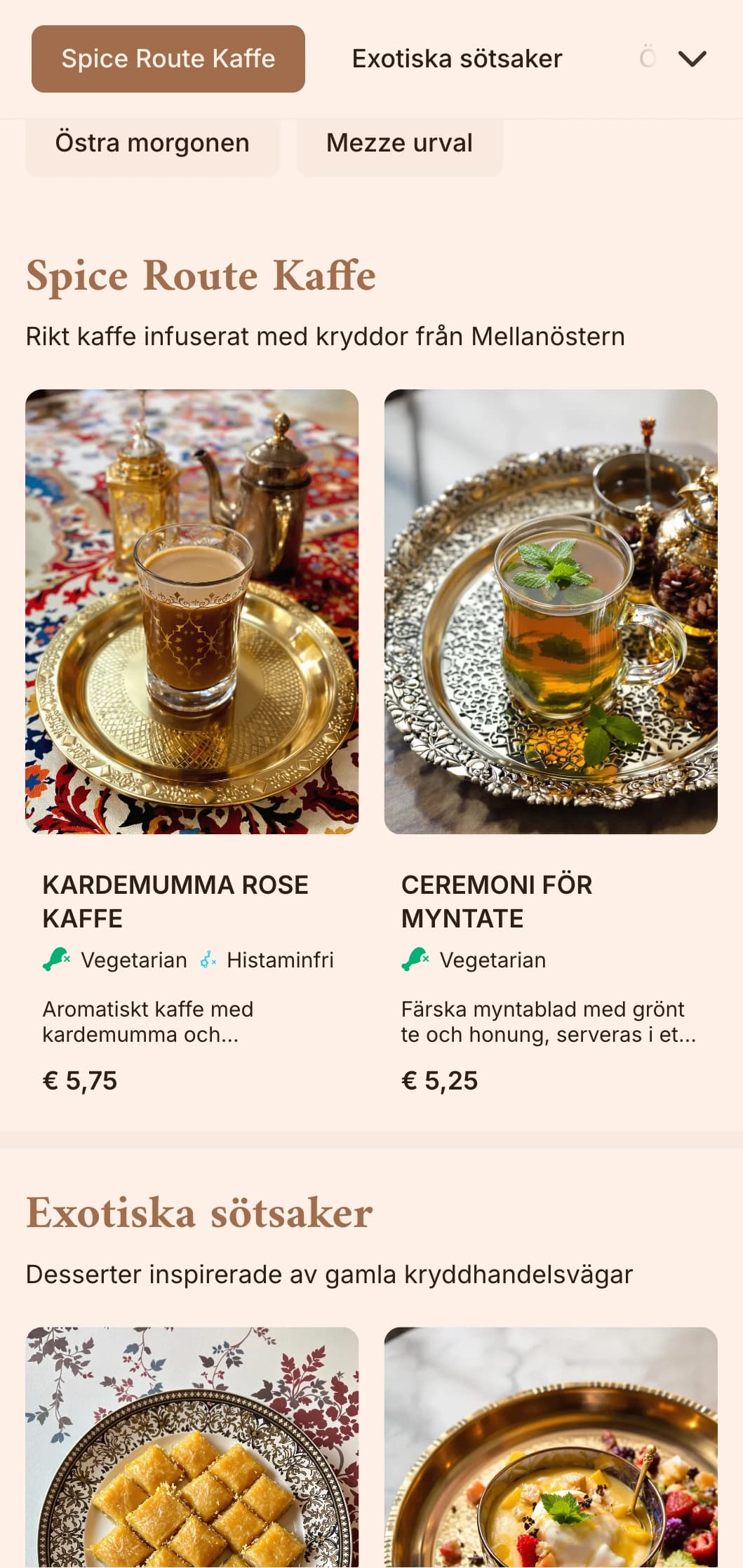 Rik brun design med inslag från Mellanöstern för specialiserade kaffehus och etniska kaféer.