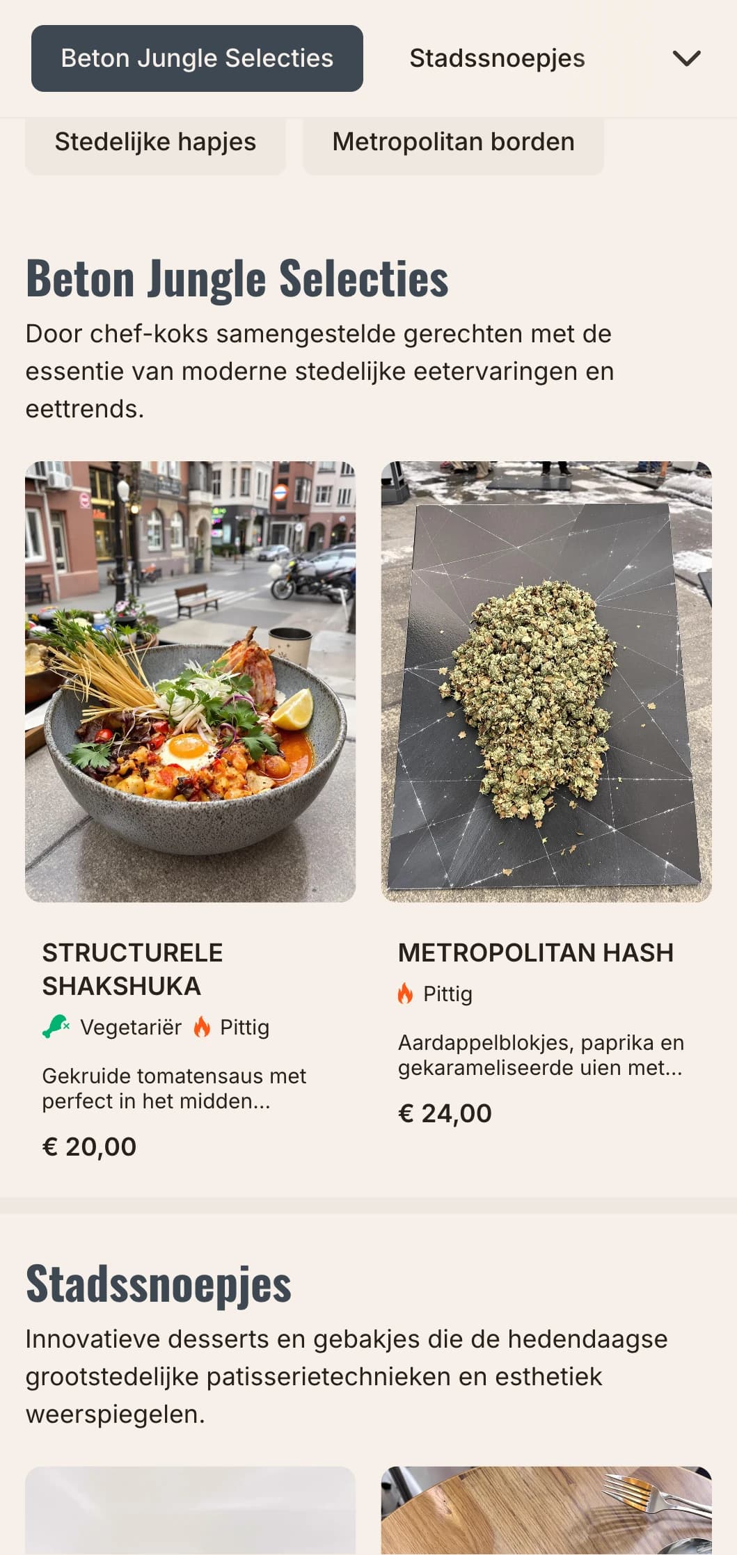 Gedurfde, stedelijke brunchsjabloon met architecturale invloeden, perfect voor cafés in het stadscentrum en moderne eetgelegenheden.