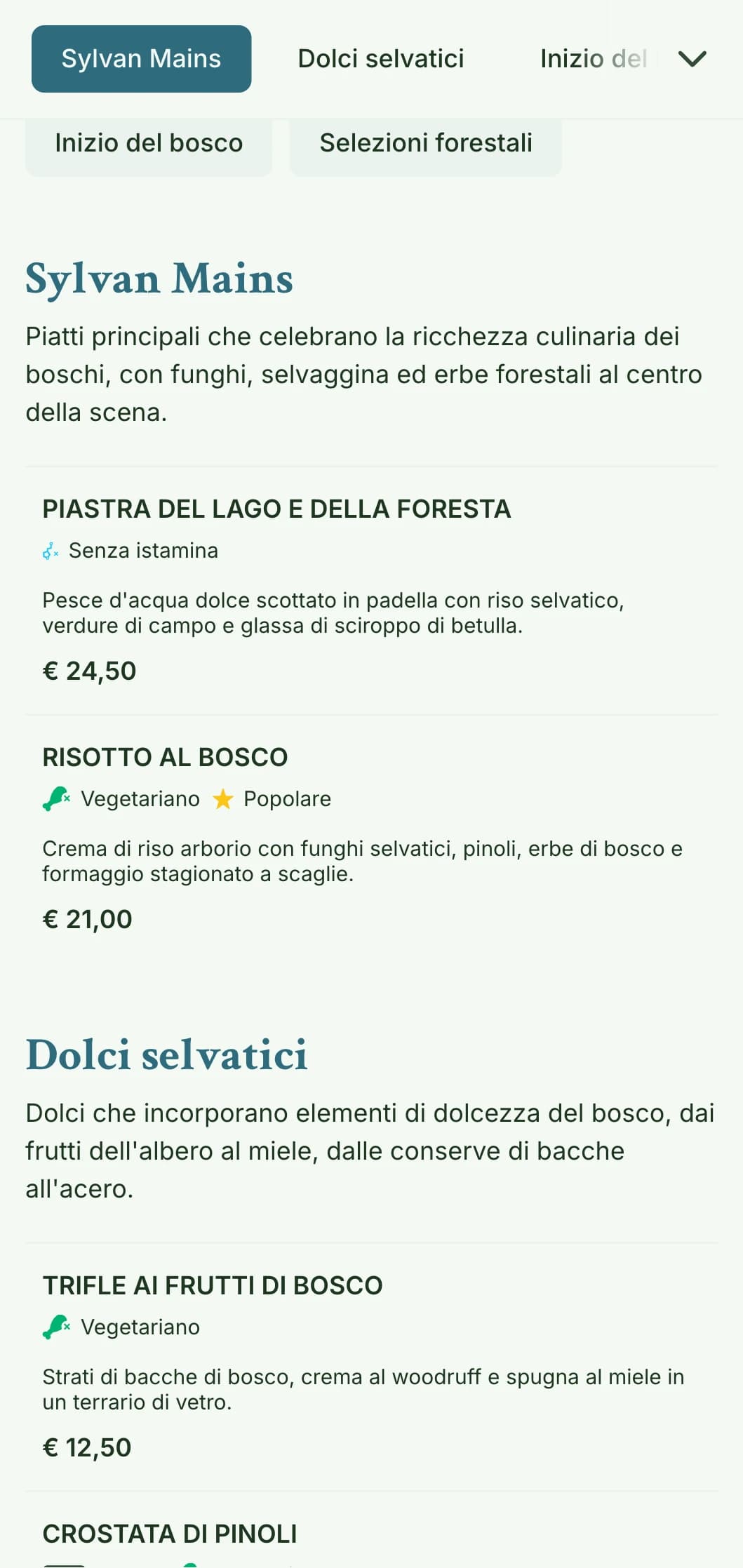 Design del menu per il pranzo ispirato al bosco, con texture organiche e toni della terra, perfetto per i ristoranti che si trovano in prossimità di ambienti naturali e parchi.