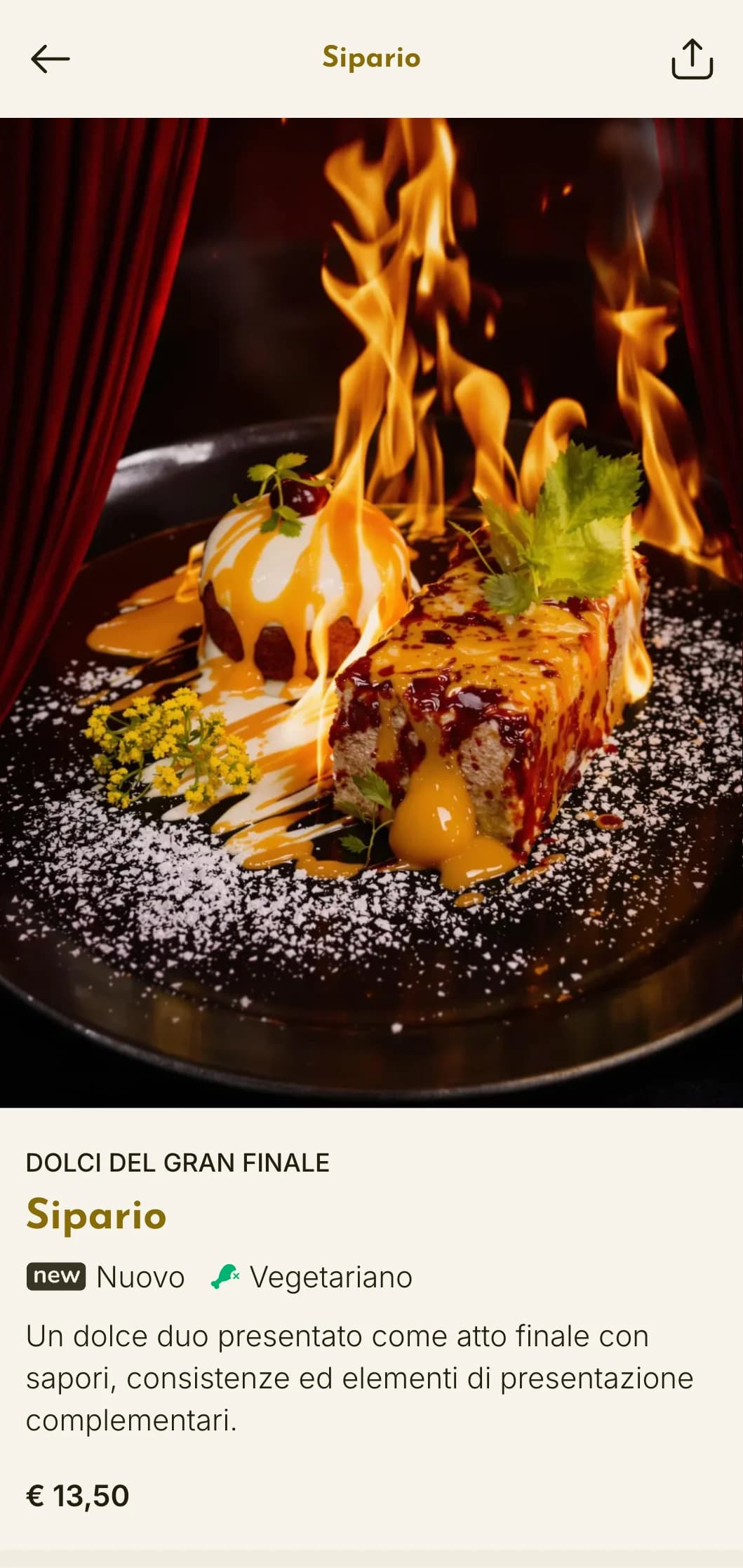 Design drammatico e ispirato al teatro per il menu del pranzo, con elementi scenici e layout performativo, adatto a ristoranti vicini a teatri o con temi di spettacolo.