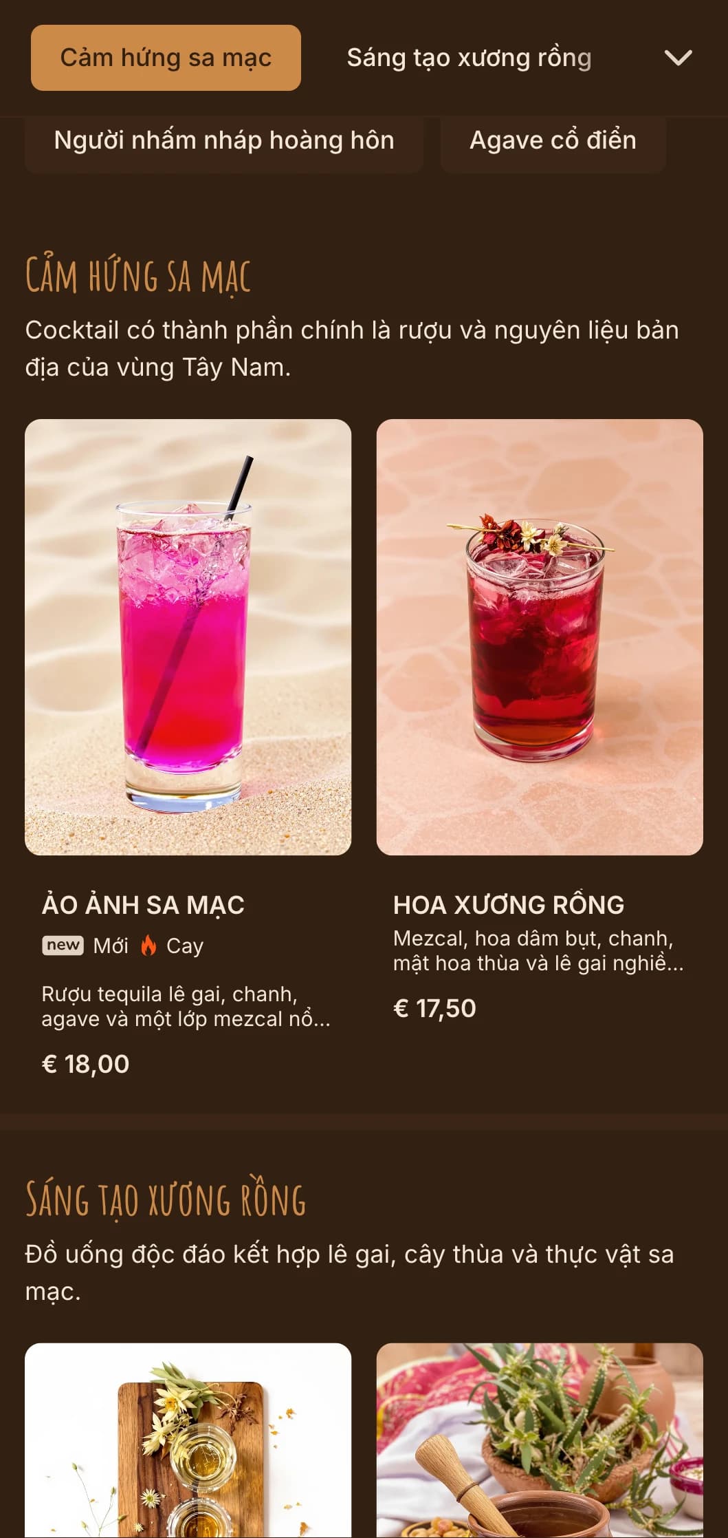 Bảng màu ấm áp lấy cảm hứng từ sa mạc với họa tiết Tây Nam dành cho các quán bar tequila và mezcal.