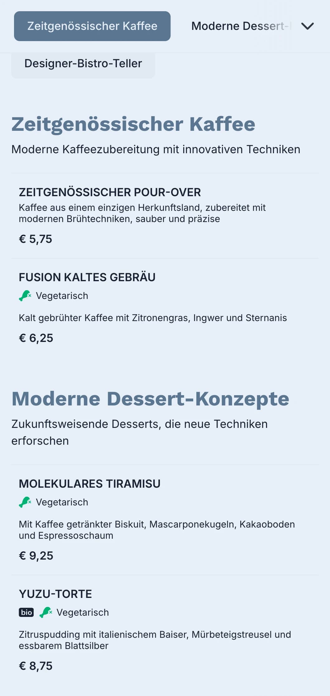 Klares zeitgenössisches Design mit tealfarbenen Akzenten für moderne Bistros und Fusionscafés.