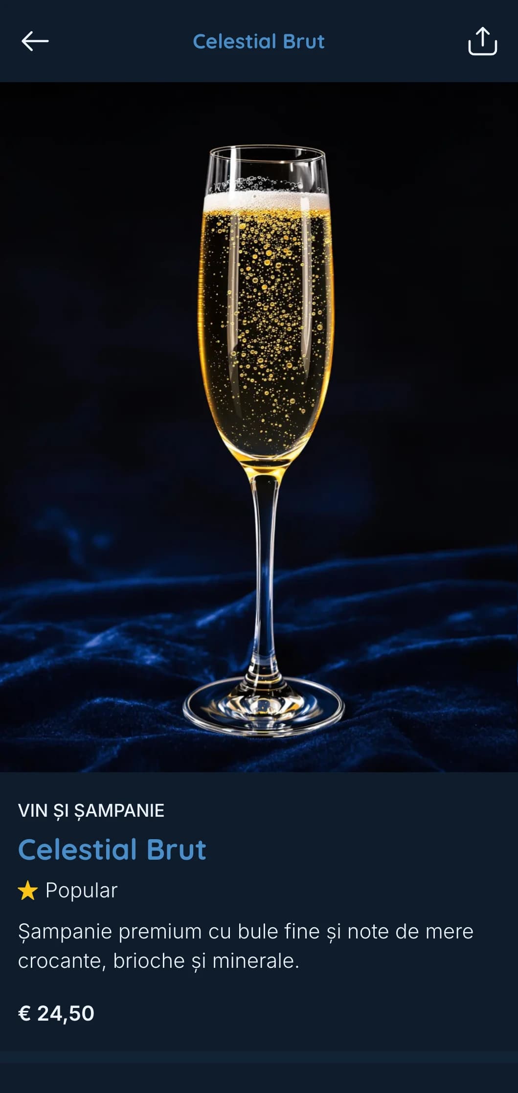 Design atmosferic albastru închis și gri cu efecte subtile de gradient pentru cocktailuri de seară.