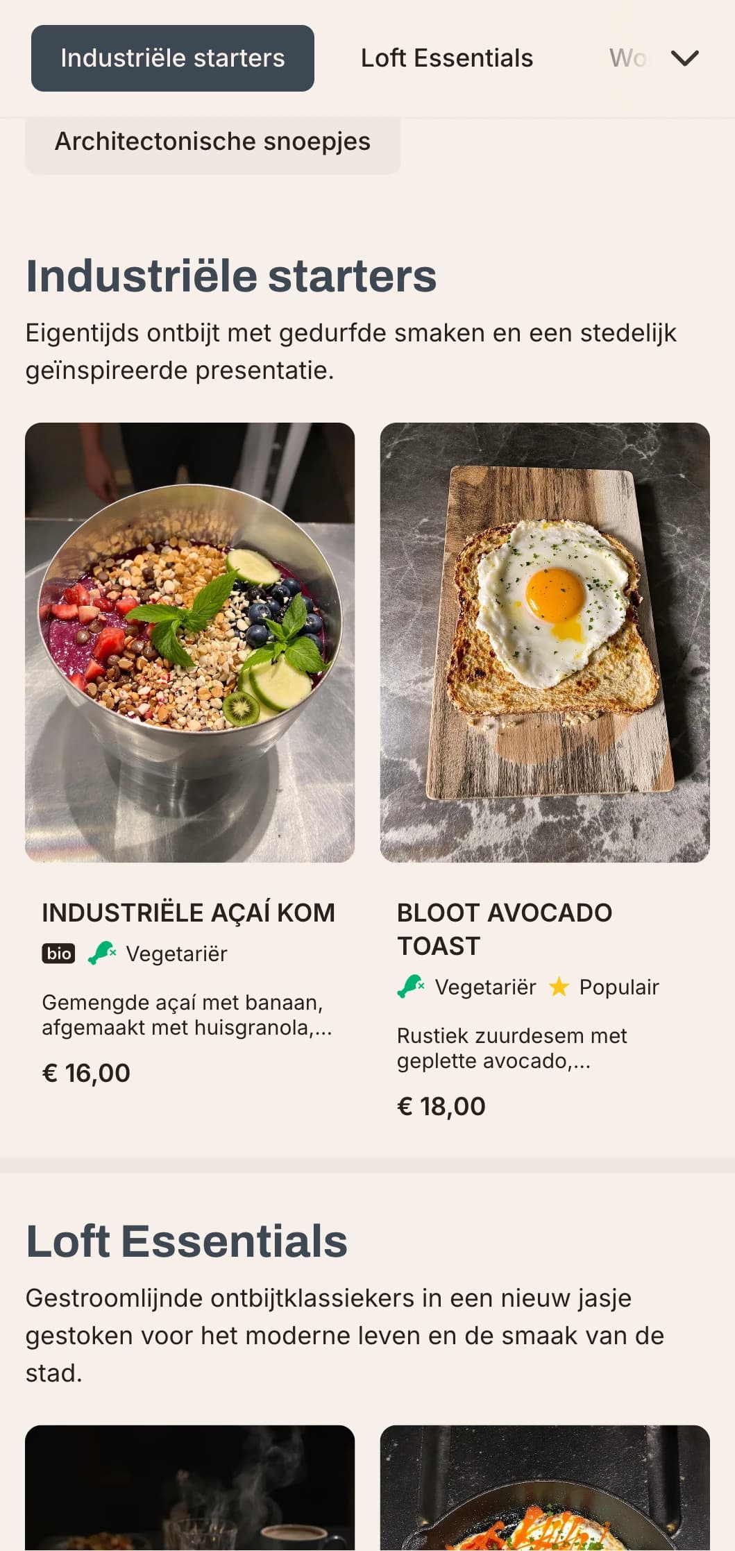 Industrieel geïnspireerde ochtendopties met onverwachte ingrediënten en eigentijdse opmaak voor stedelijke avonturiers.