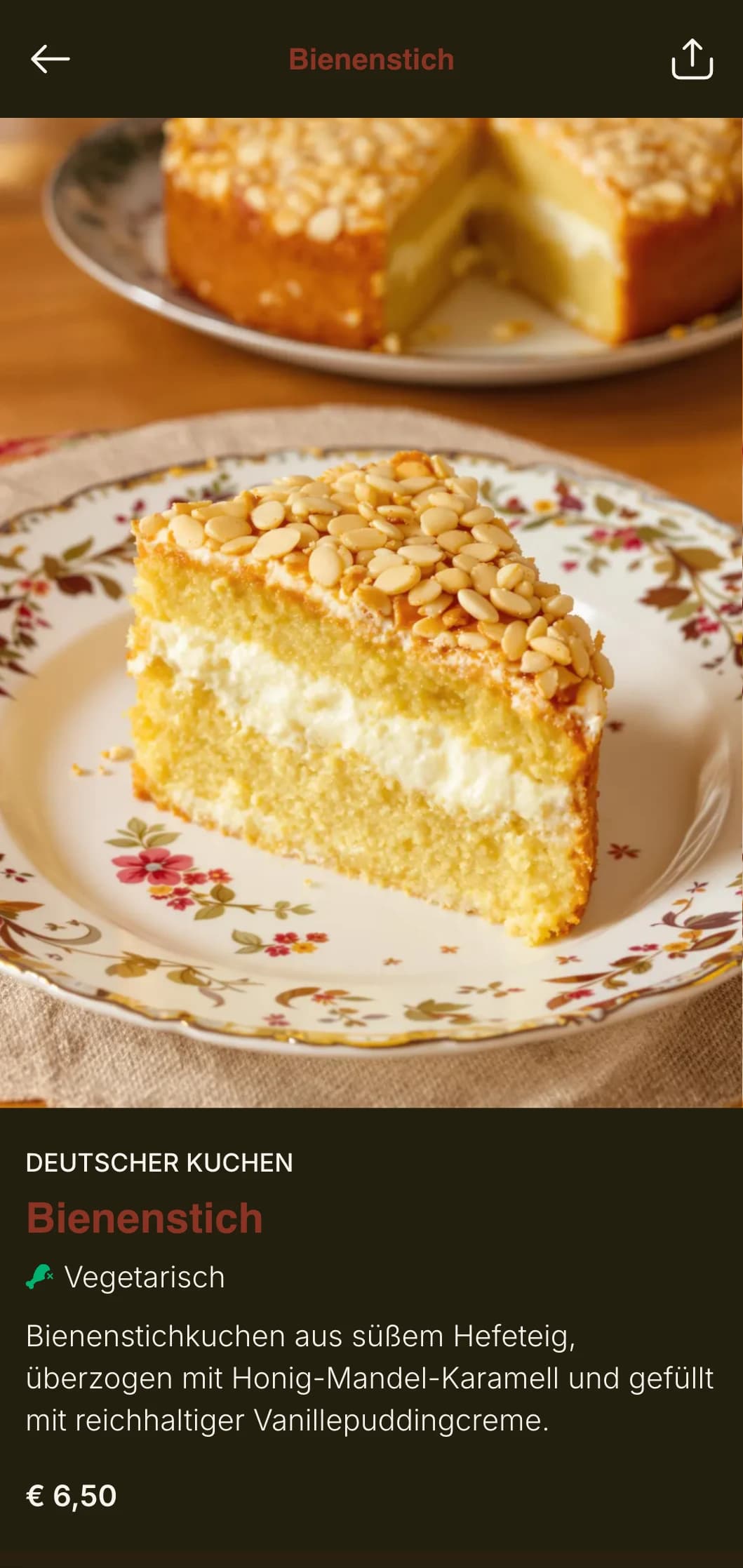 Ein traditionelles, deutsch inspiriertes Bäckerei-Menü-Design mit satten Brauntönen und traditioneller Typografie, ideal für authentische deutsche Bäckereien und Brezelgeschäfte.