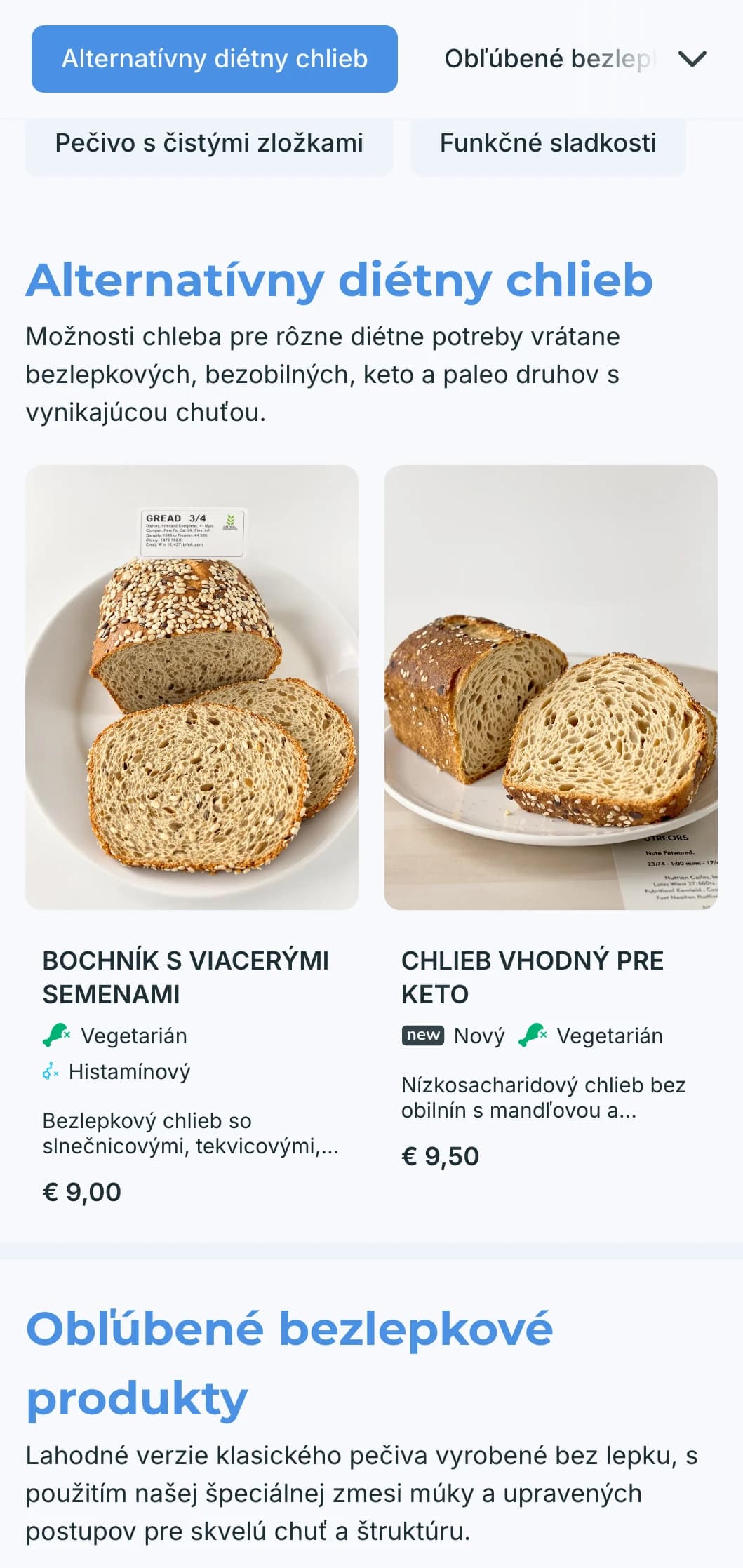 Svieži, moderný dizajn jedálneho lístka pekárne s chladnými modrými tónmi a čistou typografiou, ideálny pre pekárne a moderné cukrárne, ktoré dbajú na zdravie.