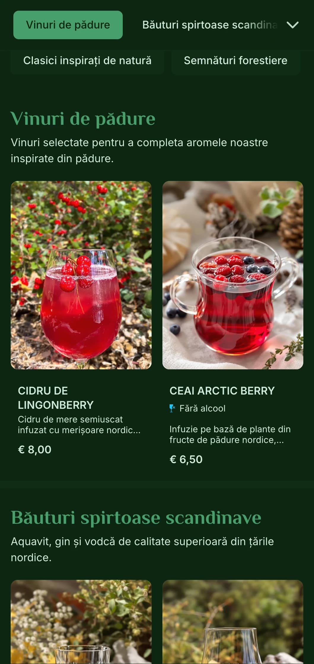 Design verde intens inspirat de pădurile scandinave pentru barurile cu tematică naturală.