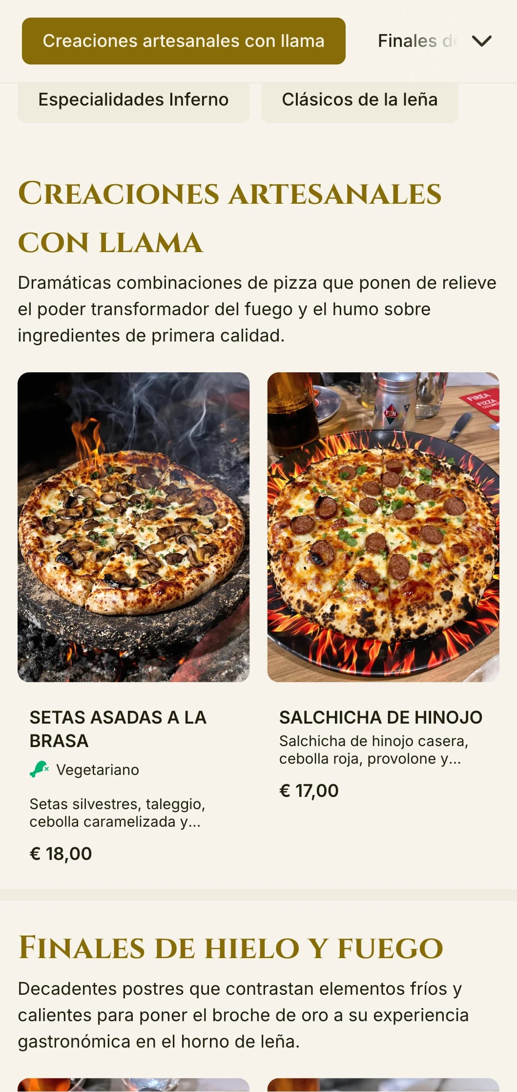 Una espectacular carta de pizzas con colores vivos y tipografía atrevida para especialistas en pizza al horno de leña.