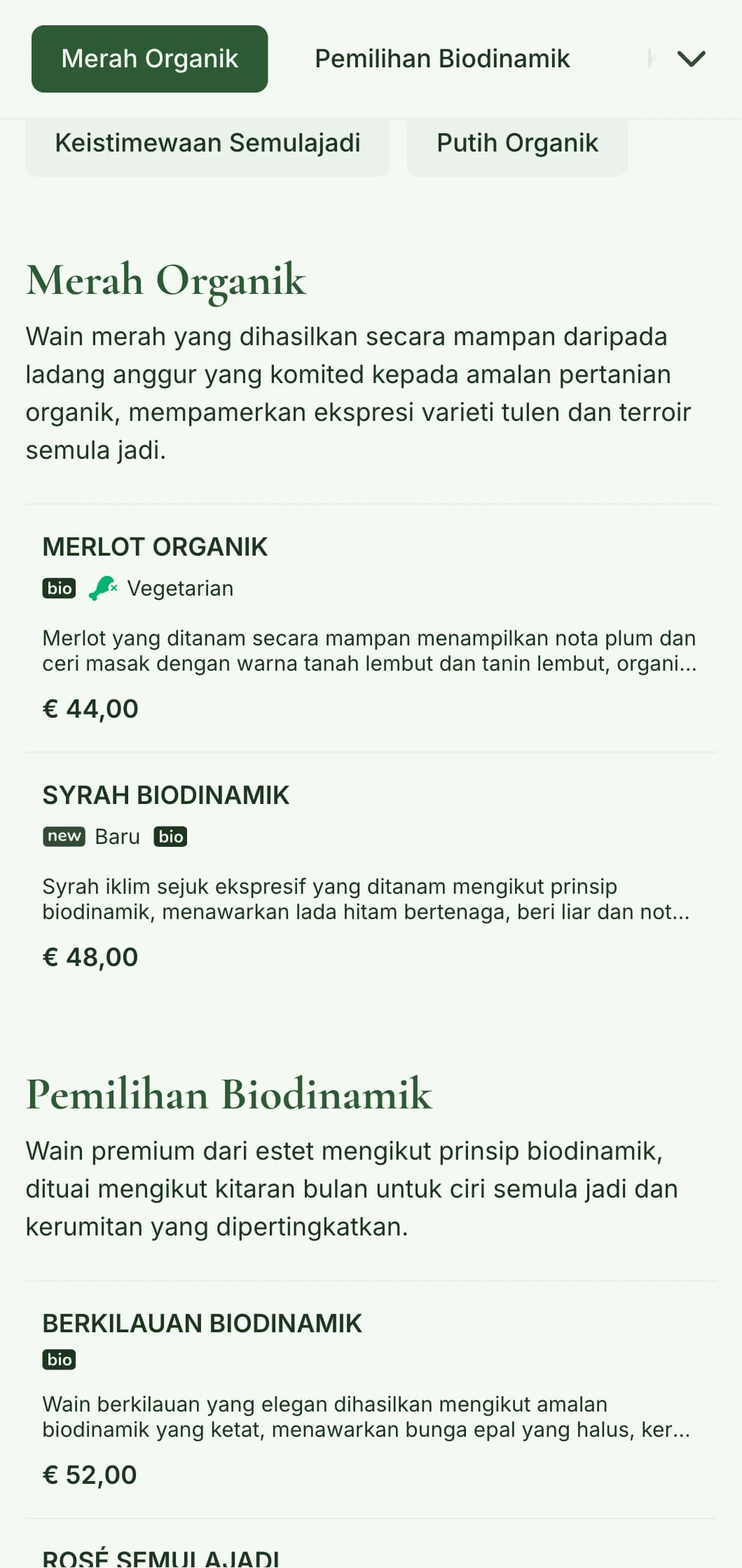 Templat senarai wain berinspirasikan alam semula jadi yang menampilkan rona tanah dan unsur botani, sesuai untuk pilihan wain organik dan restoran dari ladang ke meja.