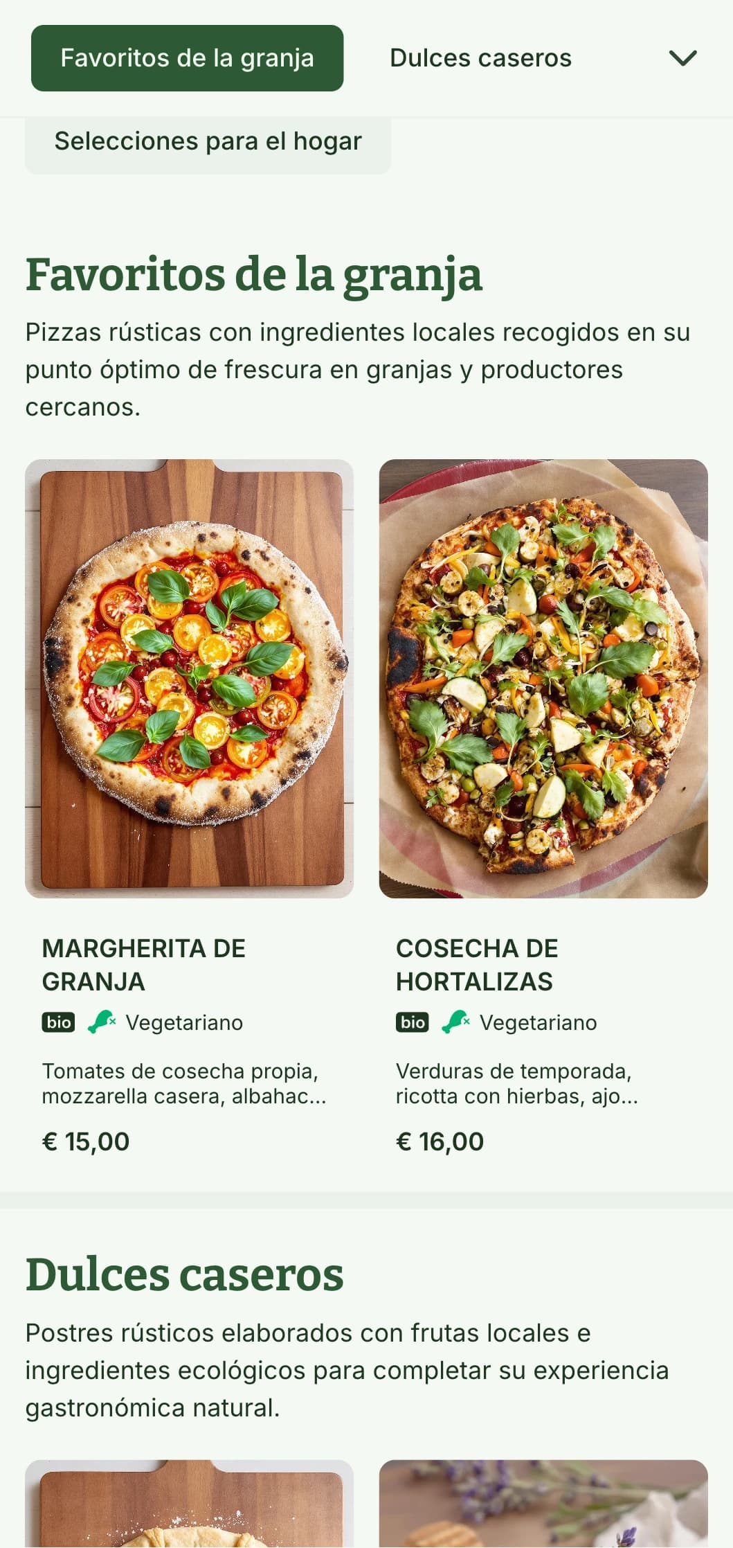 Carta de pizzas inspirada en la naturaleza, con tonos terrosos y elementos orgánicos, perfecta para pizzerías "de la granja a la mesa".