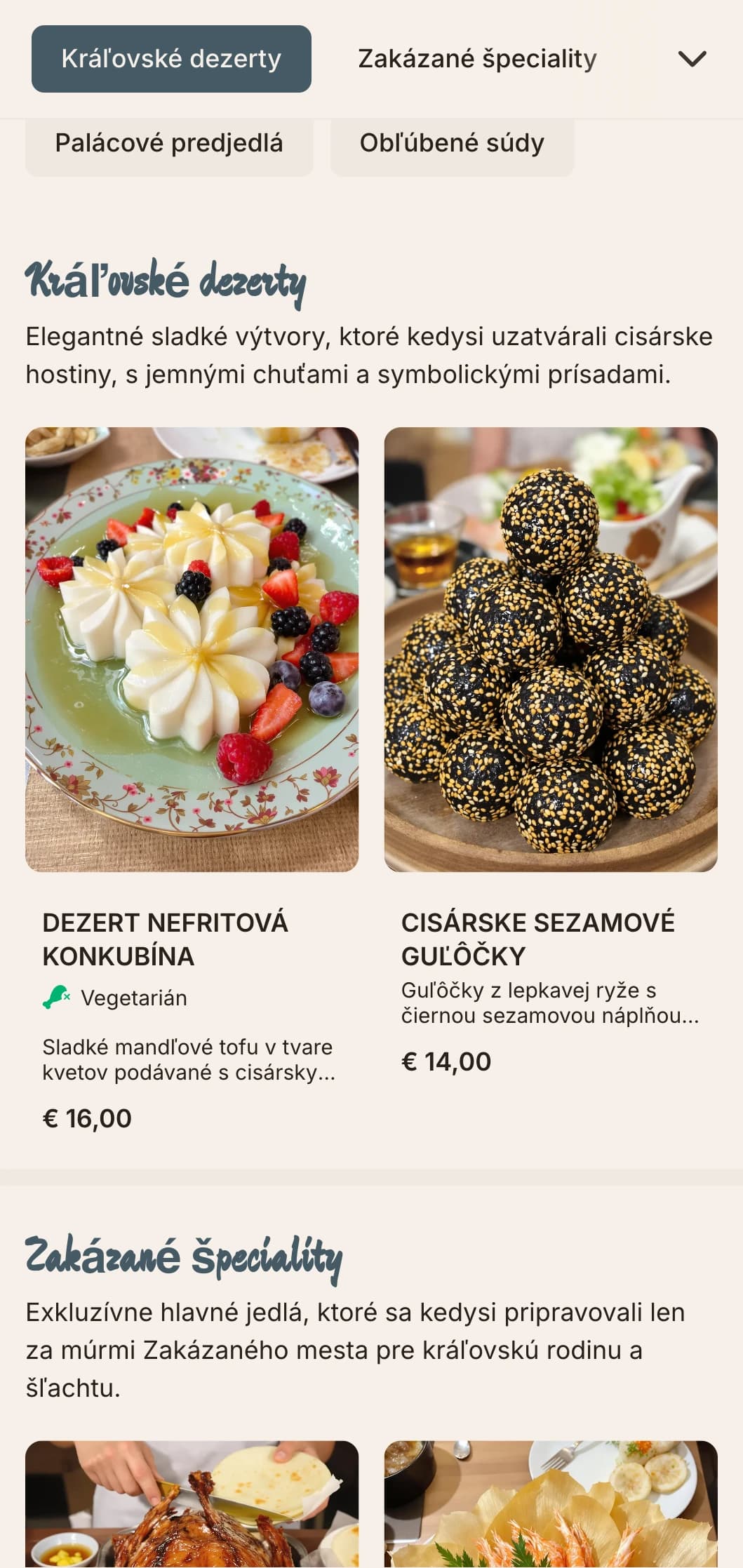 Sofistikovaný dizajn čínskeho menu inšpirovaný architektúrou Zakázaného mesta v Pekingu s cisárskymi motívmi pre zážitok z jemného stolovania.