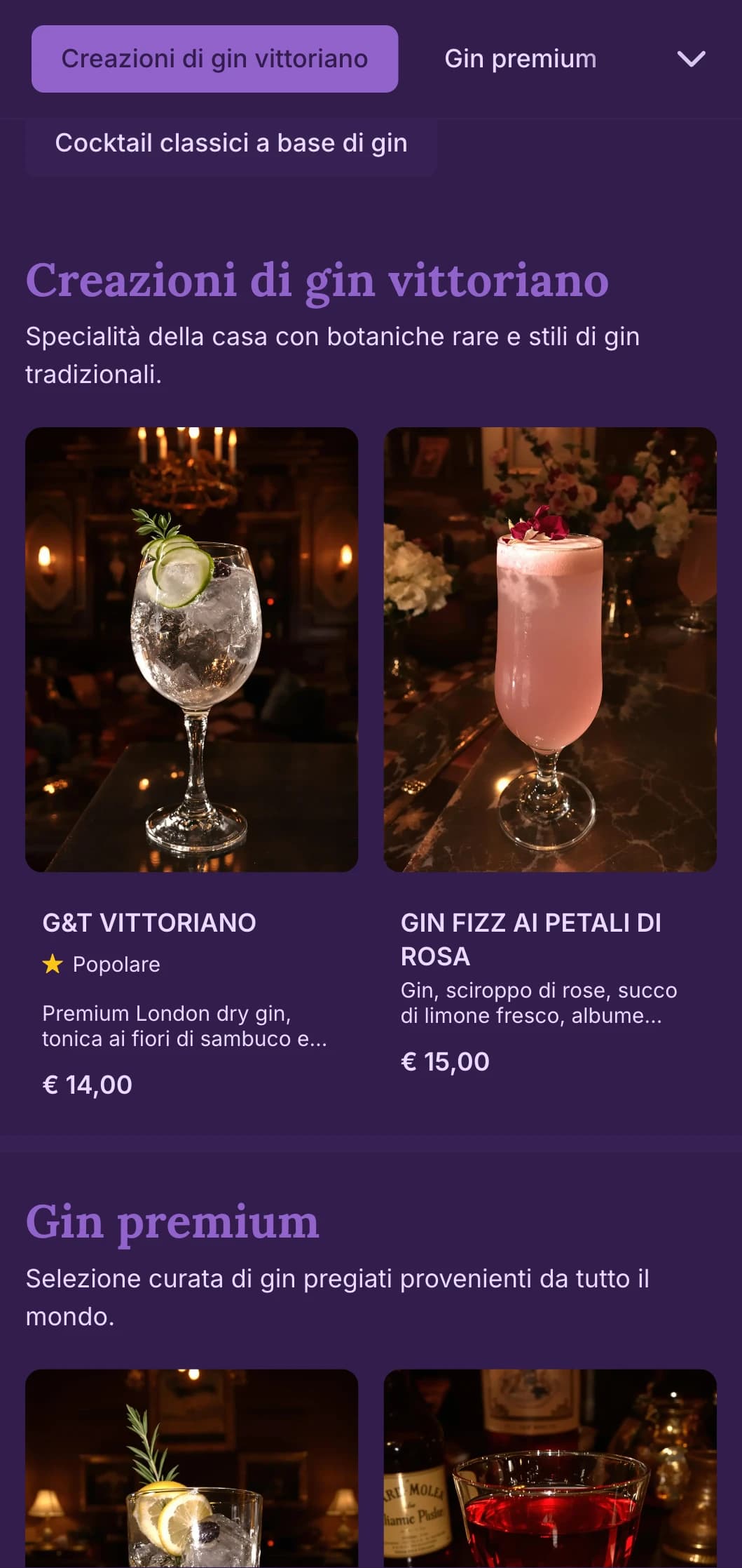 Elegante design verde con elementi ornamentali per bar in stile vittoriano incentrati sul gin.