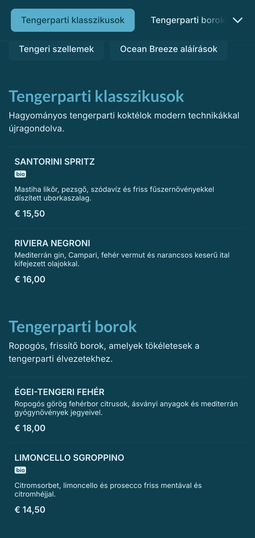 Könnyű, légies kék design, amelyet az óceáni szelek ihlettek a tengerparti koktélhelyszínekhez.