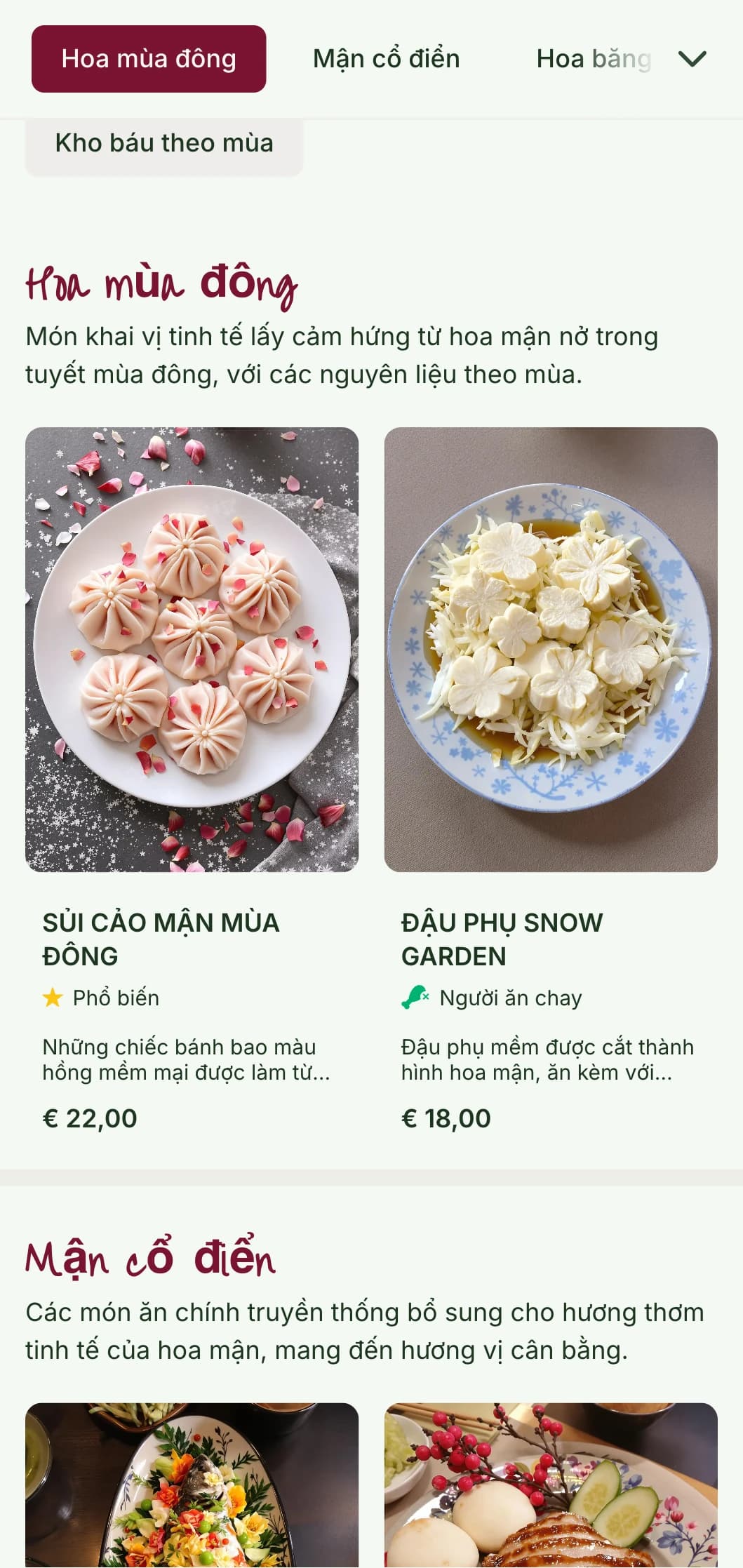 Thiết kế thực đơn Trung Hoa tươi mới lấy cảm hứng từ hoa mận, với họa tiết tinh tế dành cho ẩm thực mùa đông và mùa xuân.