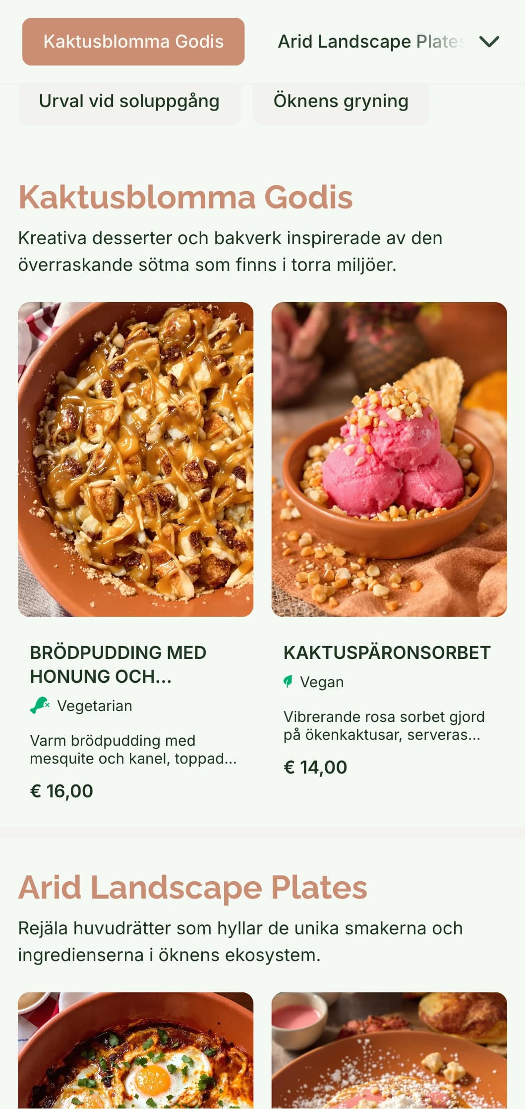 Varm, jordig brunchmall med terrakottatoner, perfekt för sydvästinspirerade caféer och torra miljöer.