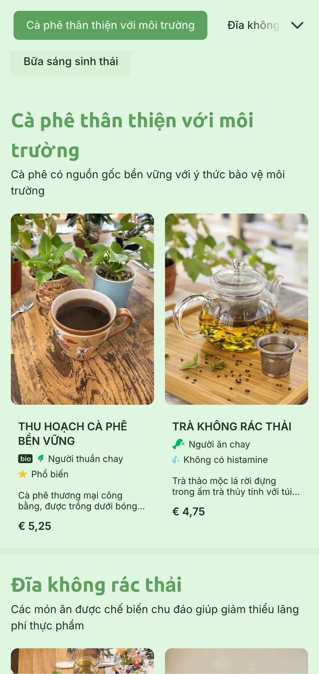 Thiết kế xanh làm nổi bật các thành phần hữu cơ cho quán cà phê và nhà hàng sinh thái theo mô hình từ nông trại đến bàn ăn.