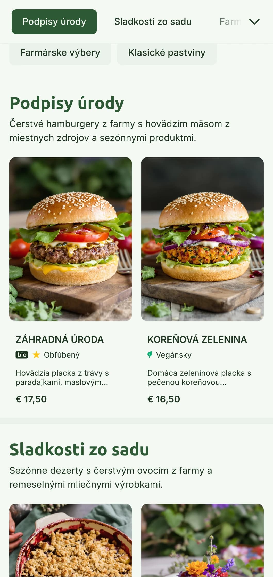 Koncept zdravých hamburgerov z farmy s prírodnou zeleňou a rustikálnymi prvkami zdôrazňujúcimi kvalitu surovín.