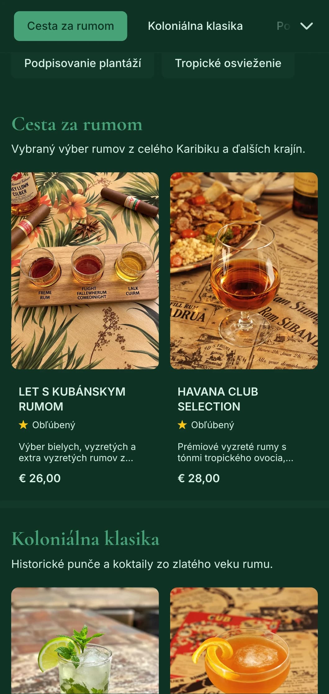Sýtozelený dizajn s historickými karibskými prvkami pre bary zamerané na rum.