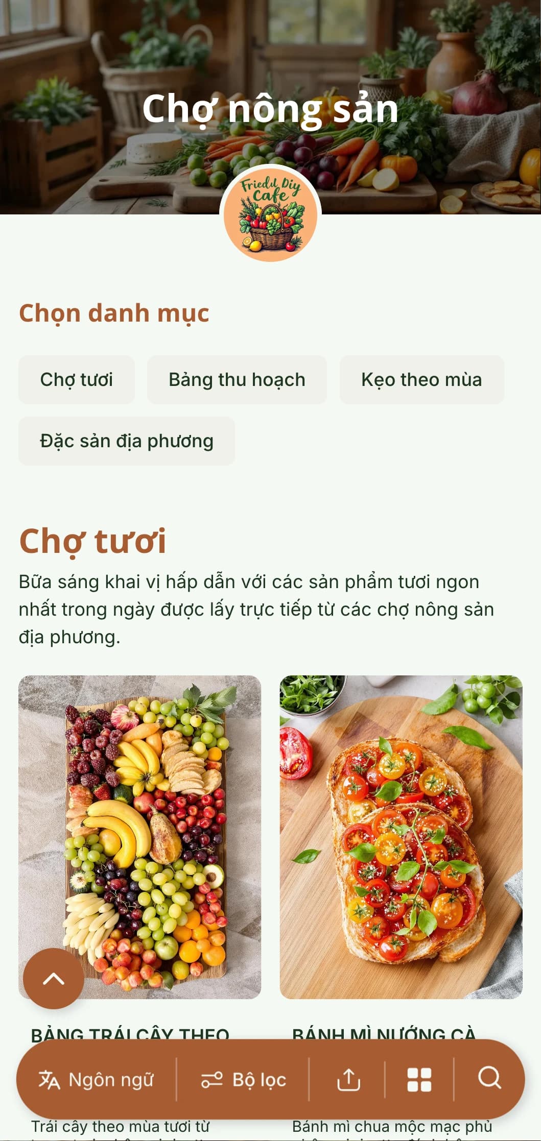Mẫu bữa sáng muộn theo mùa tươi ngon với các yếu tố mộc mạc, hoàn hảo cho các quán cà phê phục vụ theo kiểu từ nông trại đến bàn ăn với các sản phẩm địa phương.