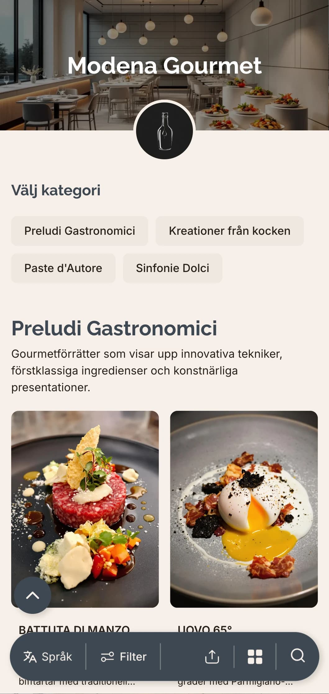Raffinerad, modern design som hyllar Modenas innovativa kulinariska scen och balsamiska traditioner.