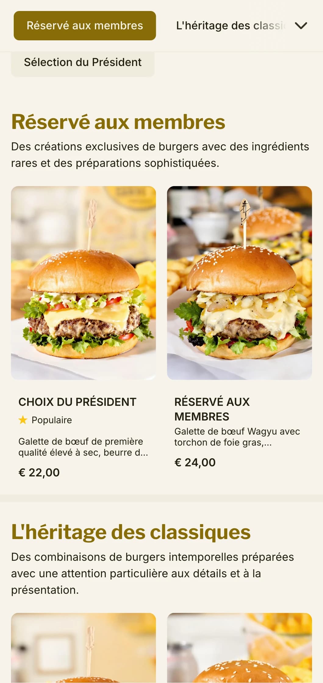 Un club privé qui propose des burgers de qualité supérieure dans une atmosphère exclusive et un service raffiné.