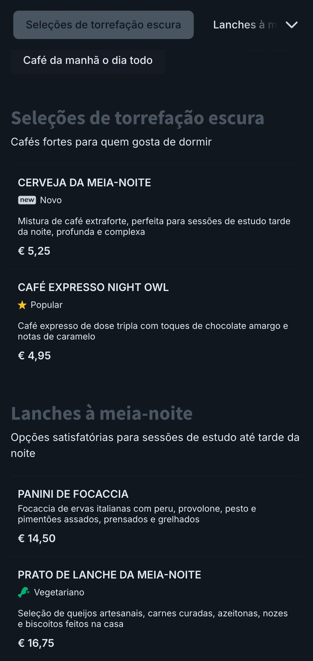 Tons profundos de azul e cinza para cafés de estudo noturnos e cafeterias 24 horas.