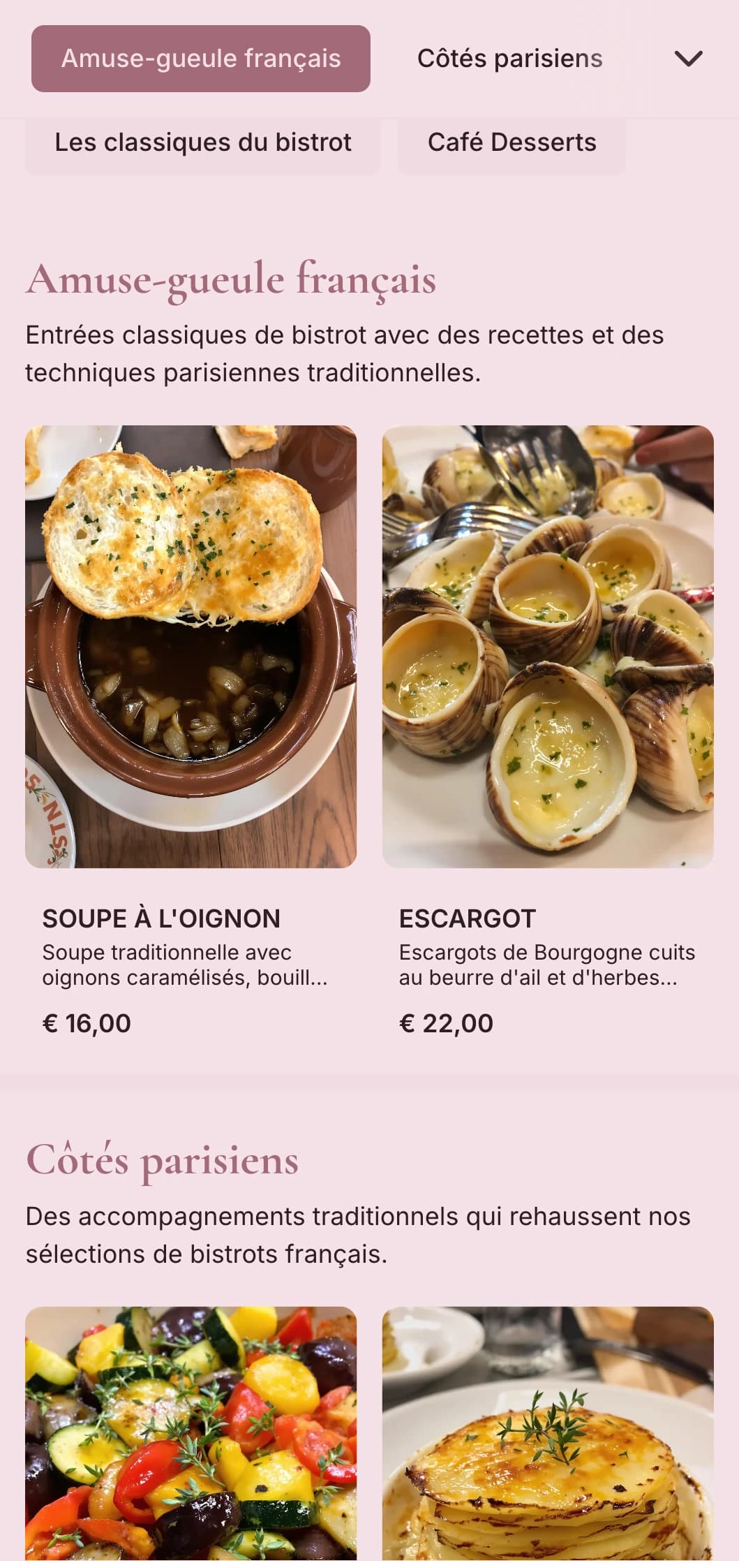 Traiteur classique d'inspiration française proposant des plats de bistrot, des techniques raffinées et une présentation élégante mais accessible pour des événements sophistiqués.