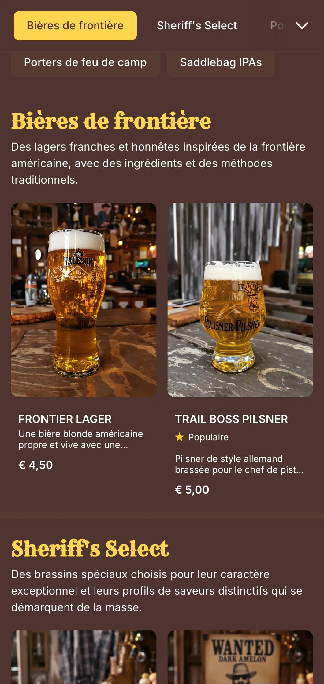 Un design inspiré de la frontière avec des textures usées et une typographie western, parfait pour les bars de style saloon et les brasseries thématiques.