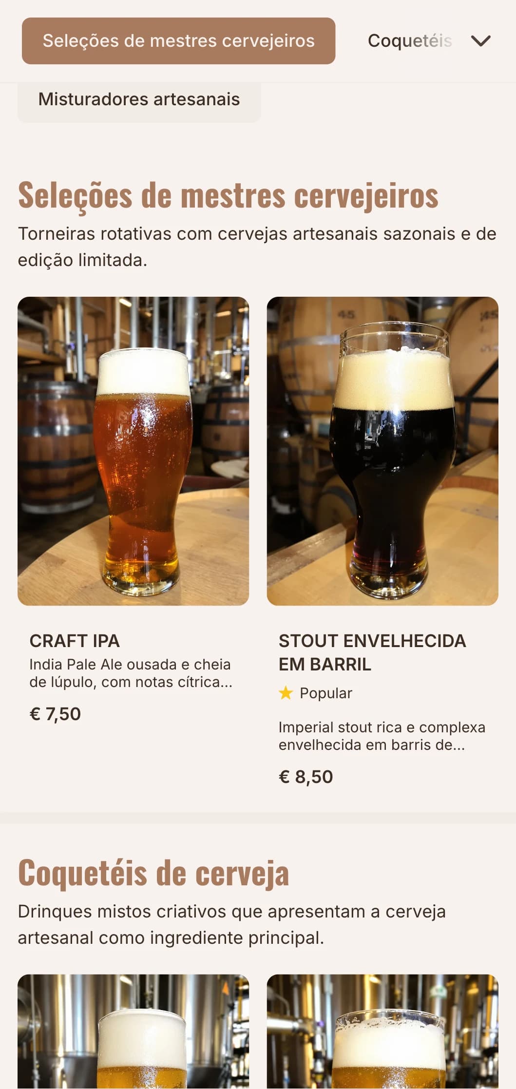 Design laranja quente com elementos industriais para choperias de cerveja artesanal.