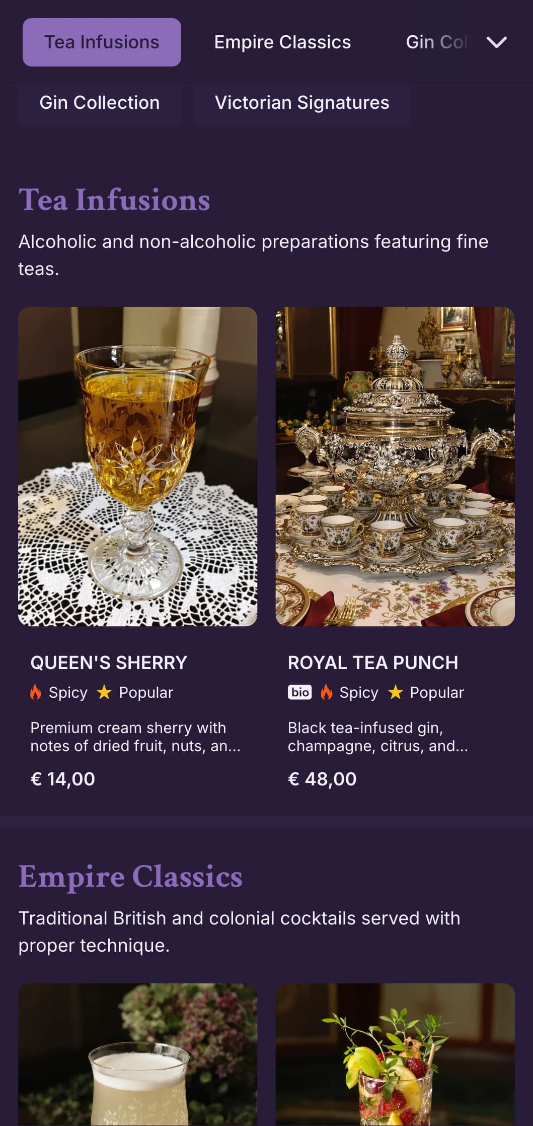 Elaborate green design with Victorian ornamentation for gin-focused parlours.
