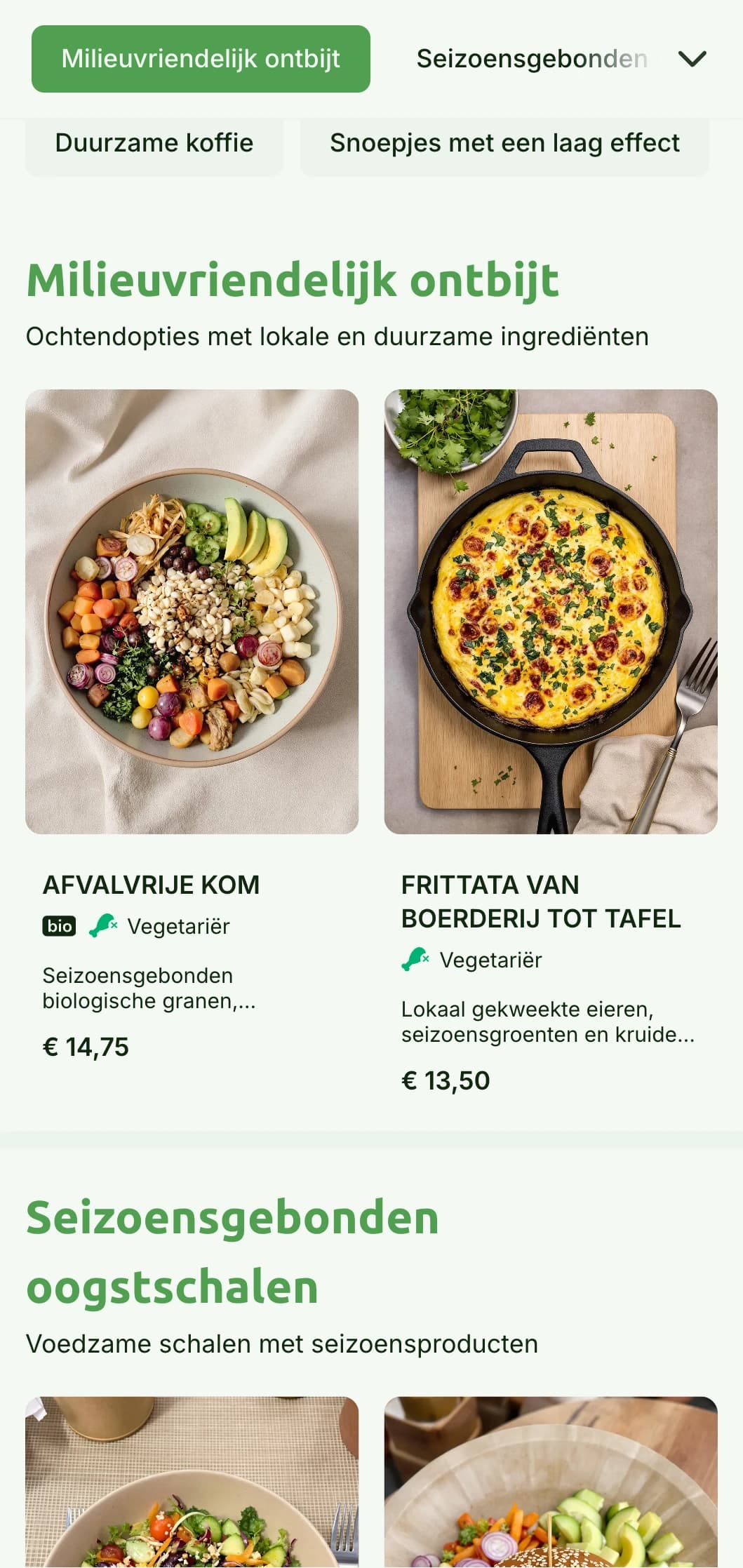 Op de natuur geïnspireerd groen ontwerp met milieuvriendelijke elementen voor duurzame cafés.