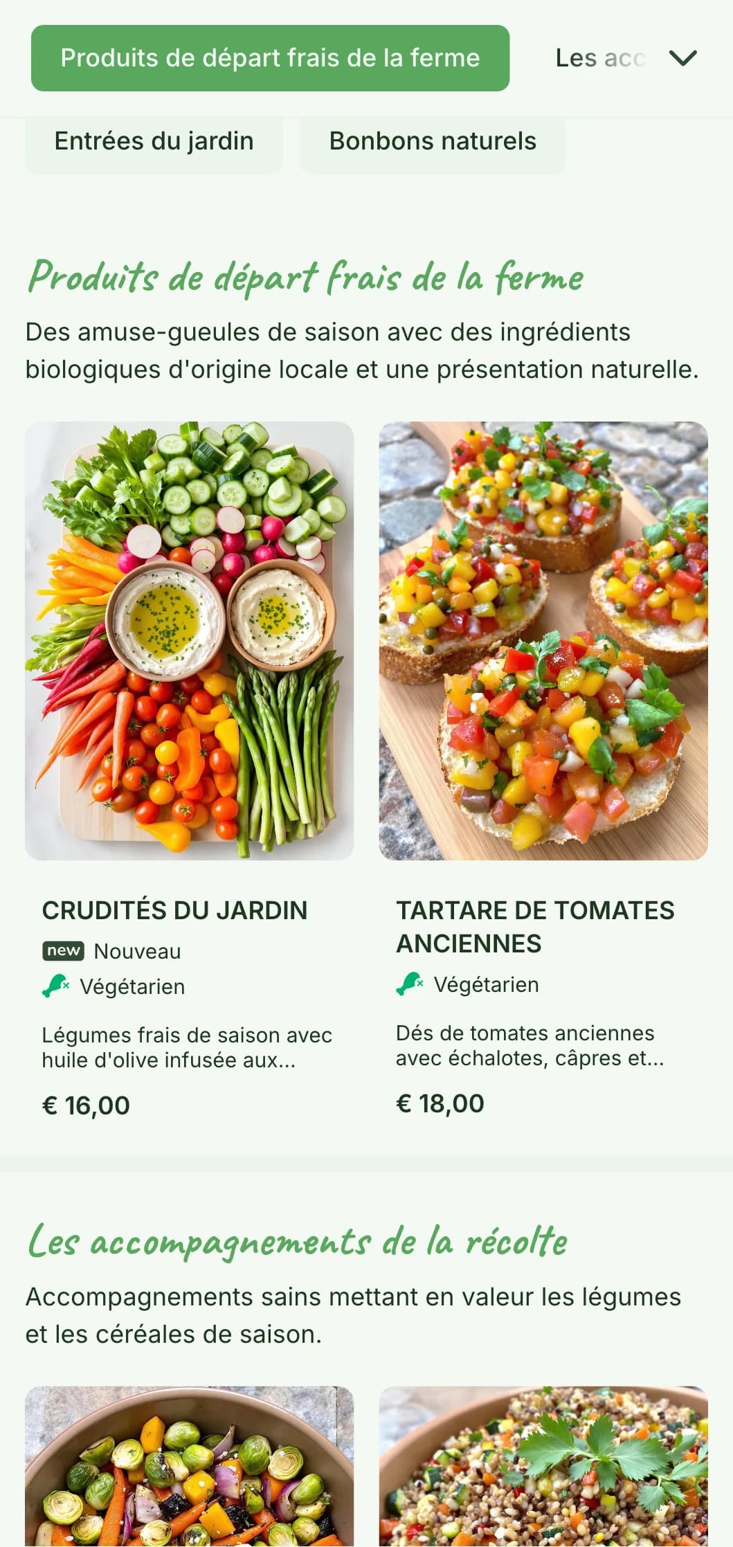 Traiteur frais de la ferme à la table, avec des ingrédients biologiques de saison, magnifiquement présentés avec des éléments naturels pour les fêtes de jardin et les événements en plein air.