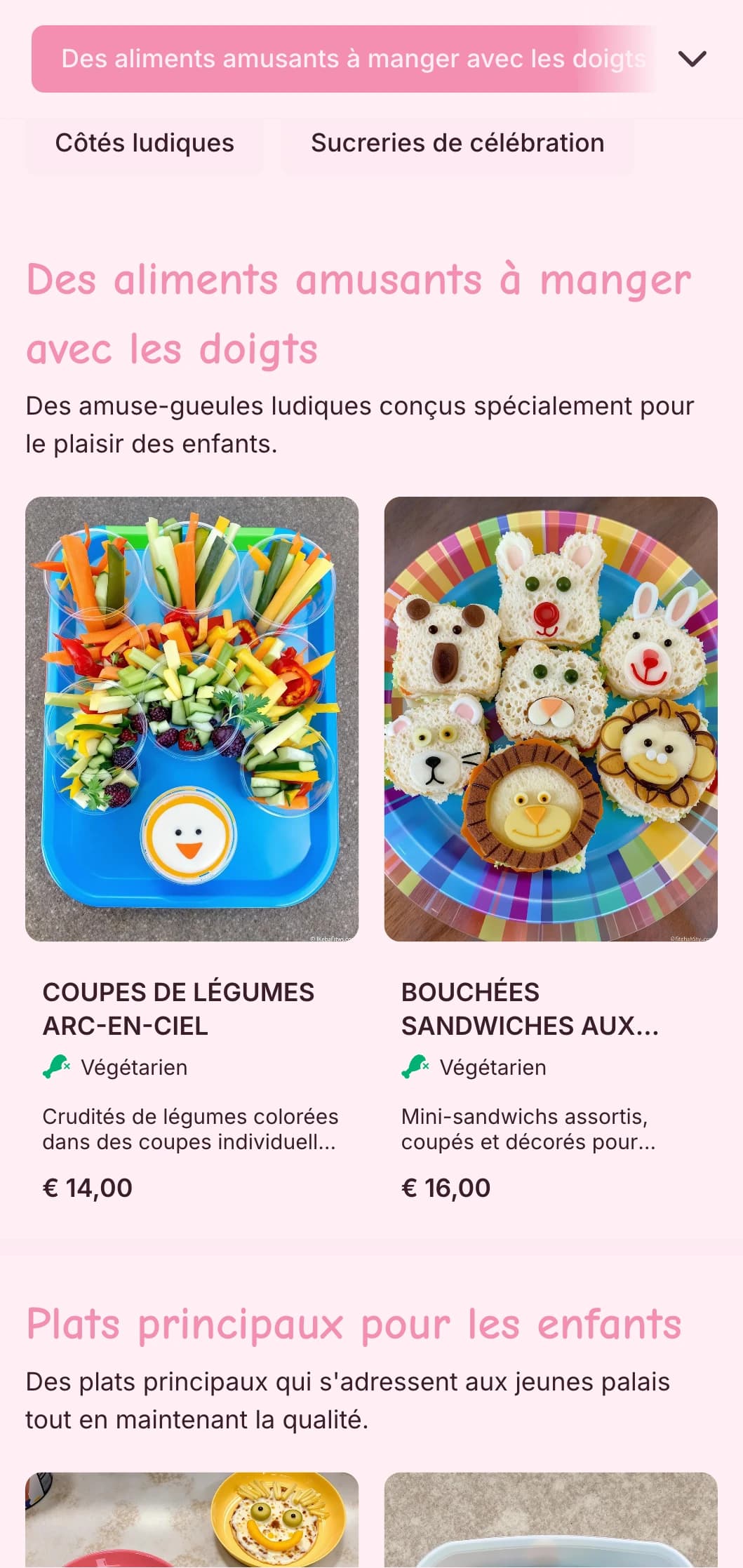 Un service de restauration amusant et coloré, conçu spécialement pour les événements destinés aux enfants, avec une présentation ludique, des options adaptées aux enfants et des stations de restauration interactives.