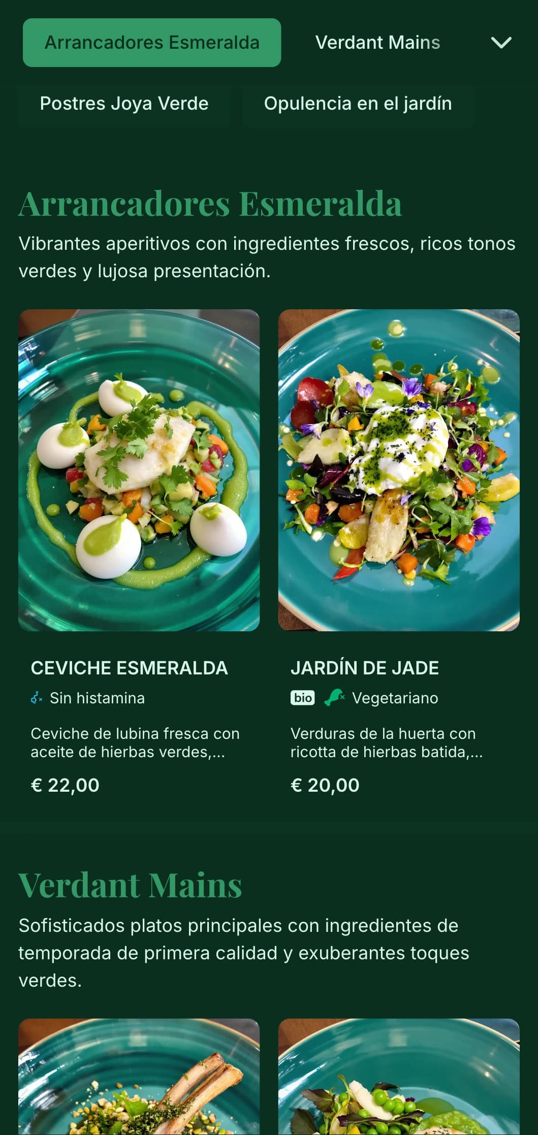 Concepto de lujo de temática verde, rico y vibrante, inspirado en preciosas esmeraldas y exuberantes jardines.