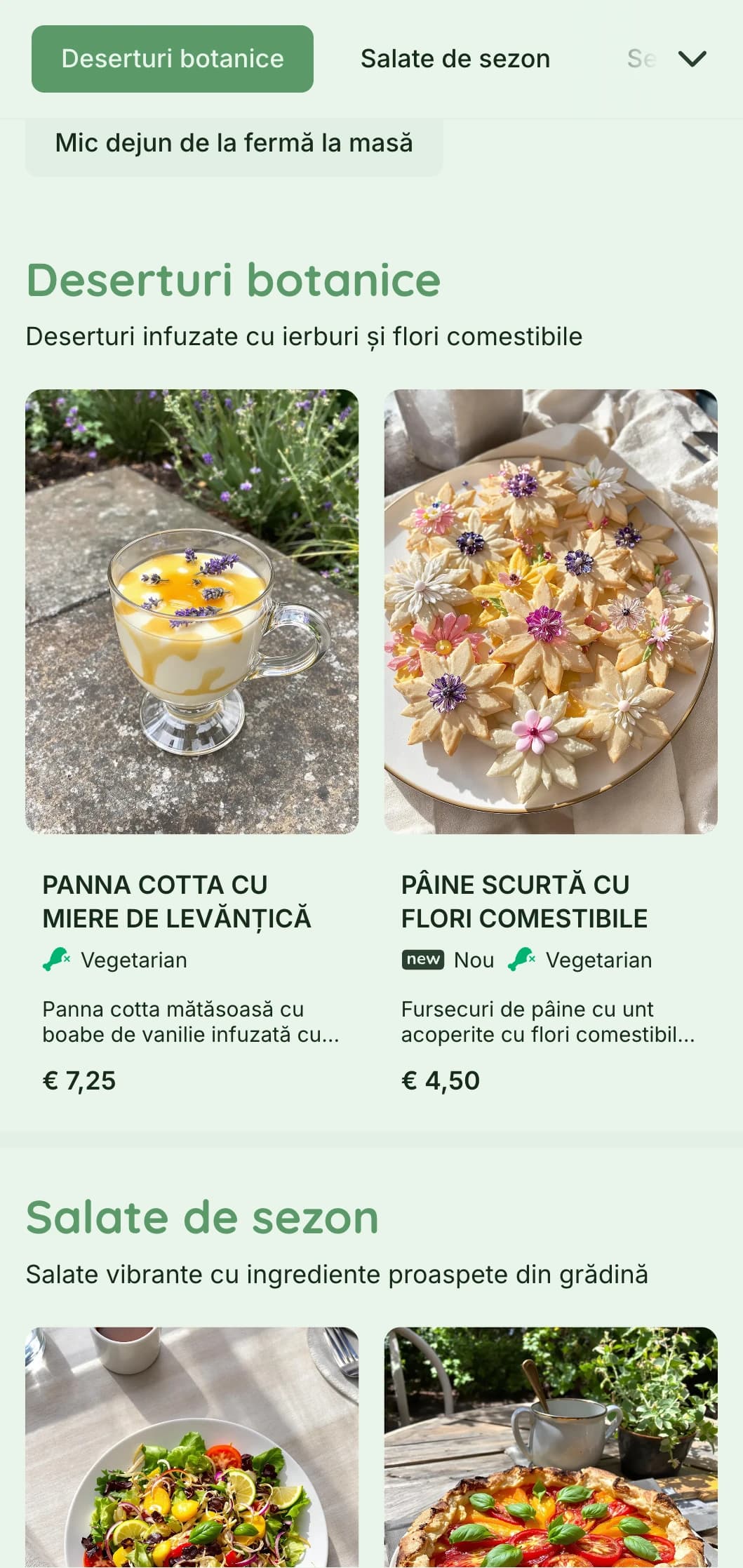 Design verde vibrant cu elemente botanice pentru cafenele de grădină și restaurante organice.