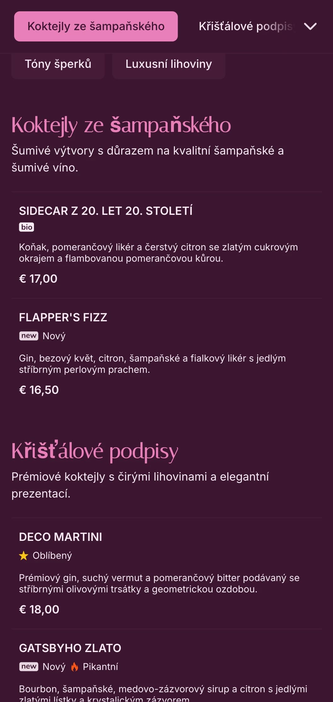 Sofistikovaný design inspirovaný růžovou barvou a křišťálem pro luxusní koktejlové destinace.
