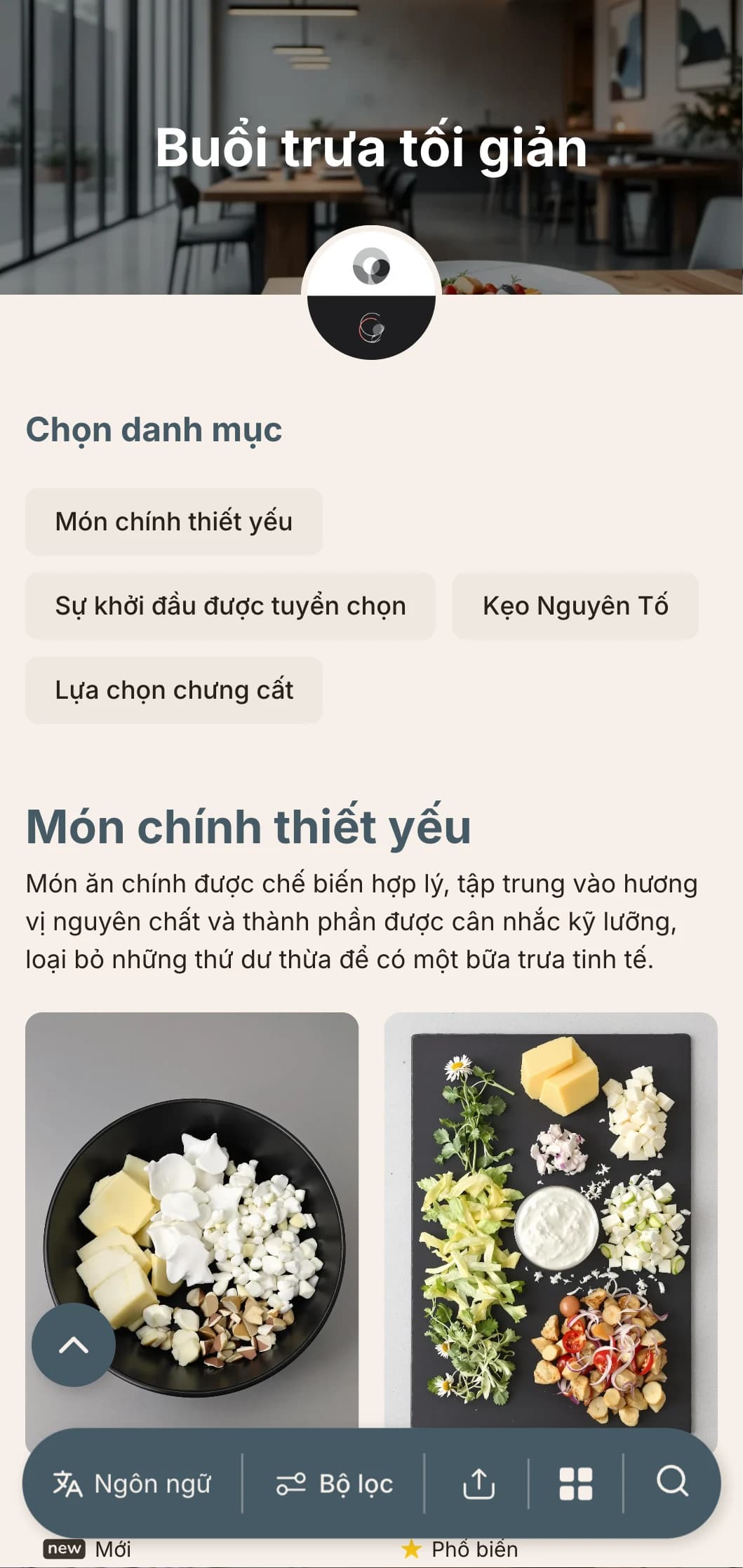 Thiết kế thực đơn bữa trưa tối giản, cực kỳ gọn gàng với nhiều khoảng trắng và kiểu chữ chính xác, phù hợp với các nhà hàng đô thị hiện đại có phong cách thiết kế hướng tới tương lai.