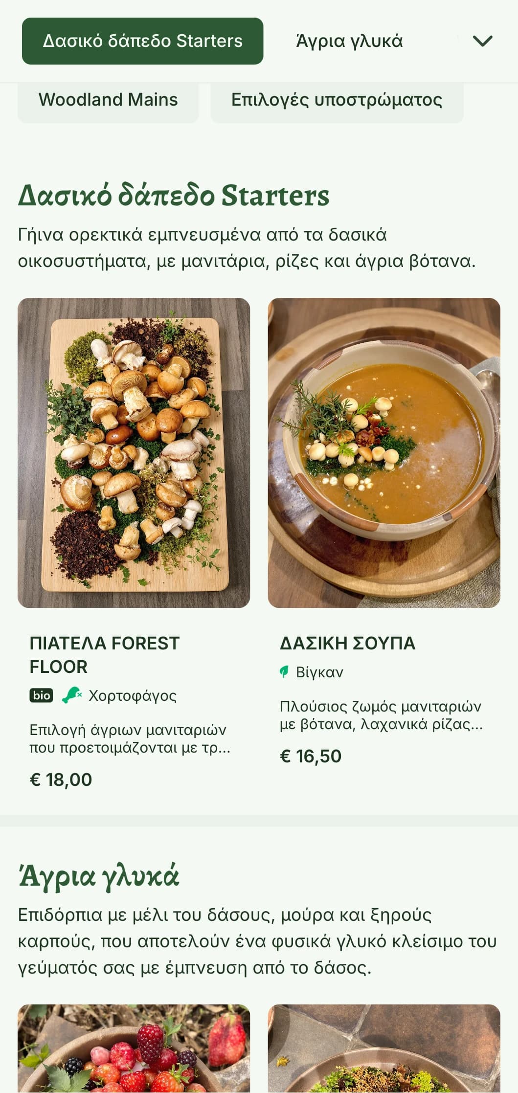 Μυστικός, εμπνευσμένος από το δάσος σχεδιασμός μενού γεύματος με στοιχεία δάσους και φυσικές υφές, ιδανικός για εστιατόρια σε δασώδη περιβάλλοντα ή με θέματα δάσους.