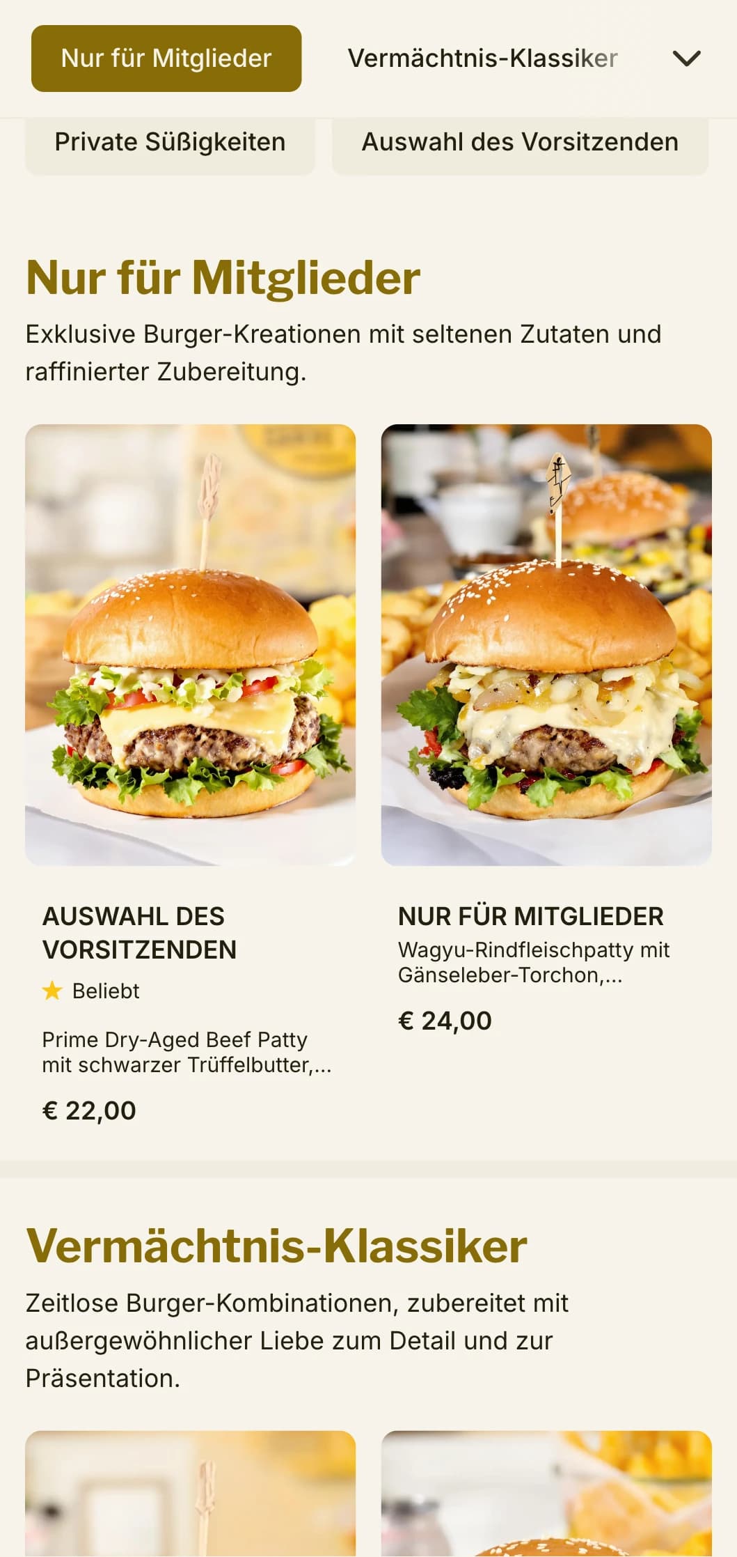 Von einem Privatclub inspiriertes Premium-Burger-Erlebnis mit exklusiver Atmosphäre und raffiniertem Service.