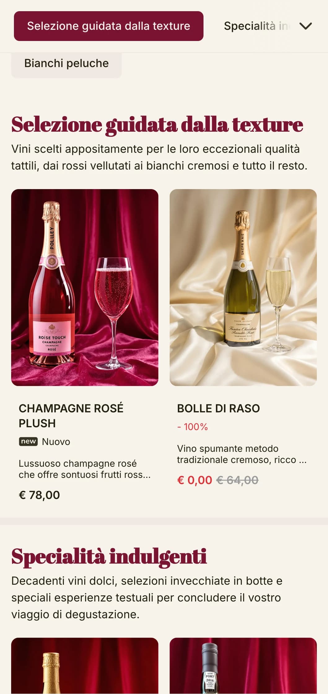 Modello di carta dei vini di lusso con accenti di rosso intenso e tipografia sofisticata, ideale per wine lounge di alto livello e locali serali.