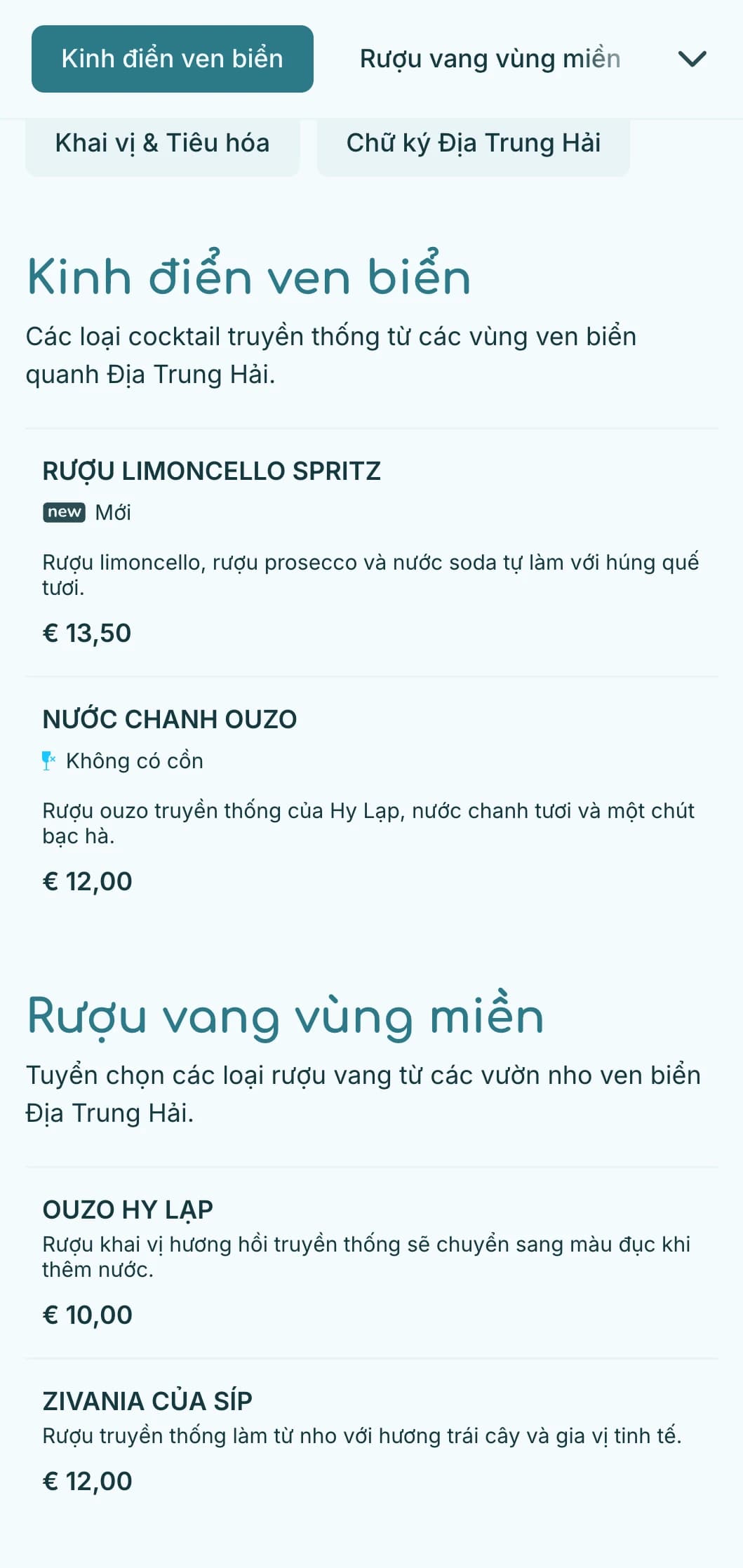 Bảng màu xanh tươi mát lấy cảm hứng từ vùng biển Địa Trung Hải dành cho những địa điểm ven biển.