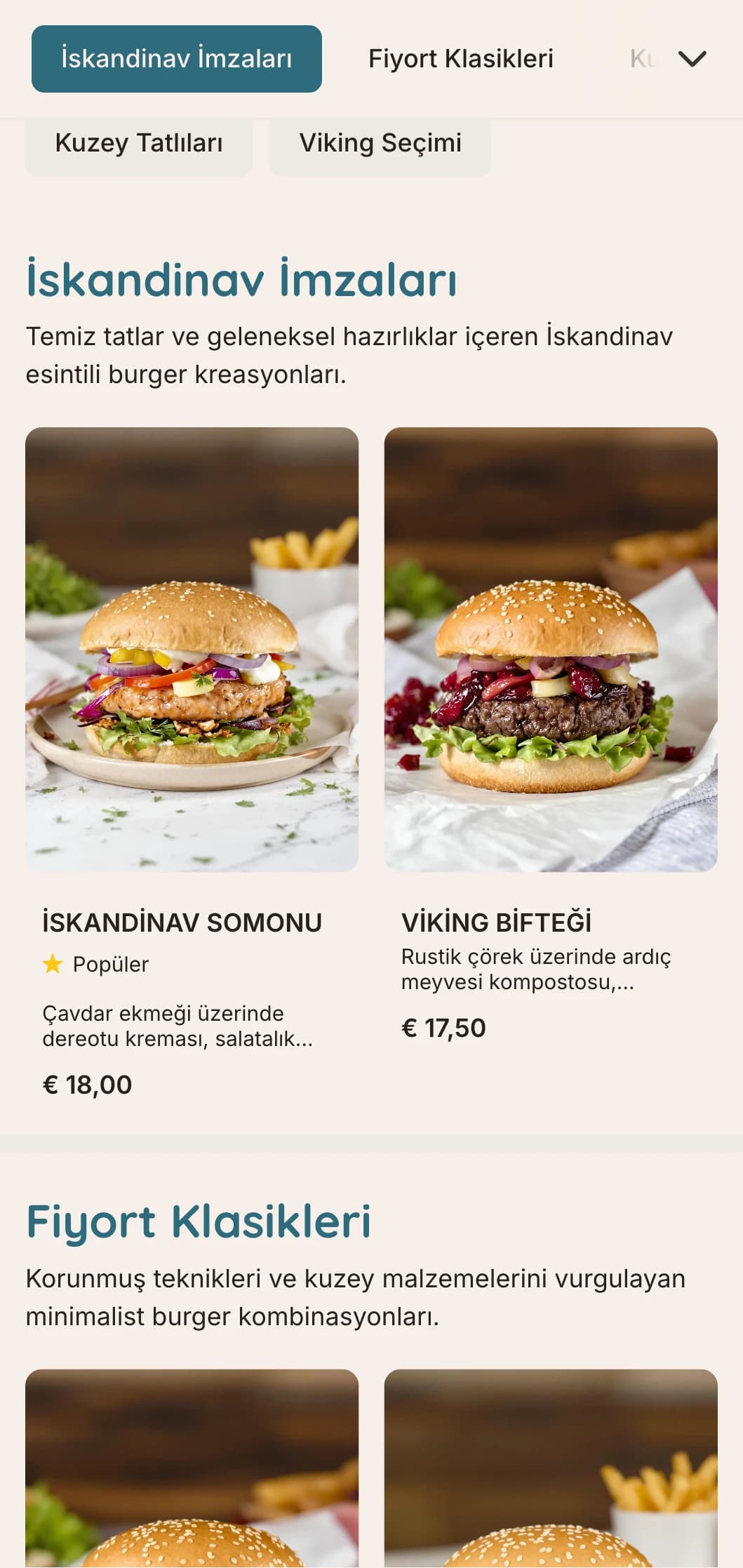 Temiz çizgileri ve işlevsel tasarımıyla İskandinav esintili minimalist burger konsepti.